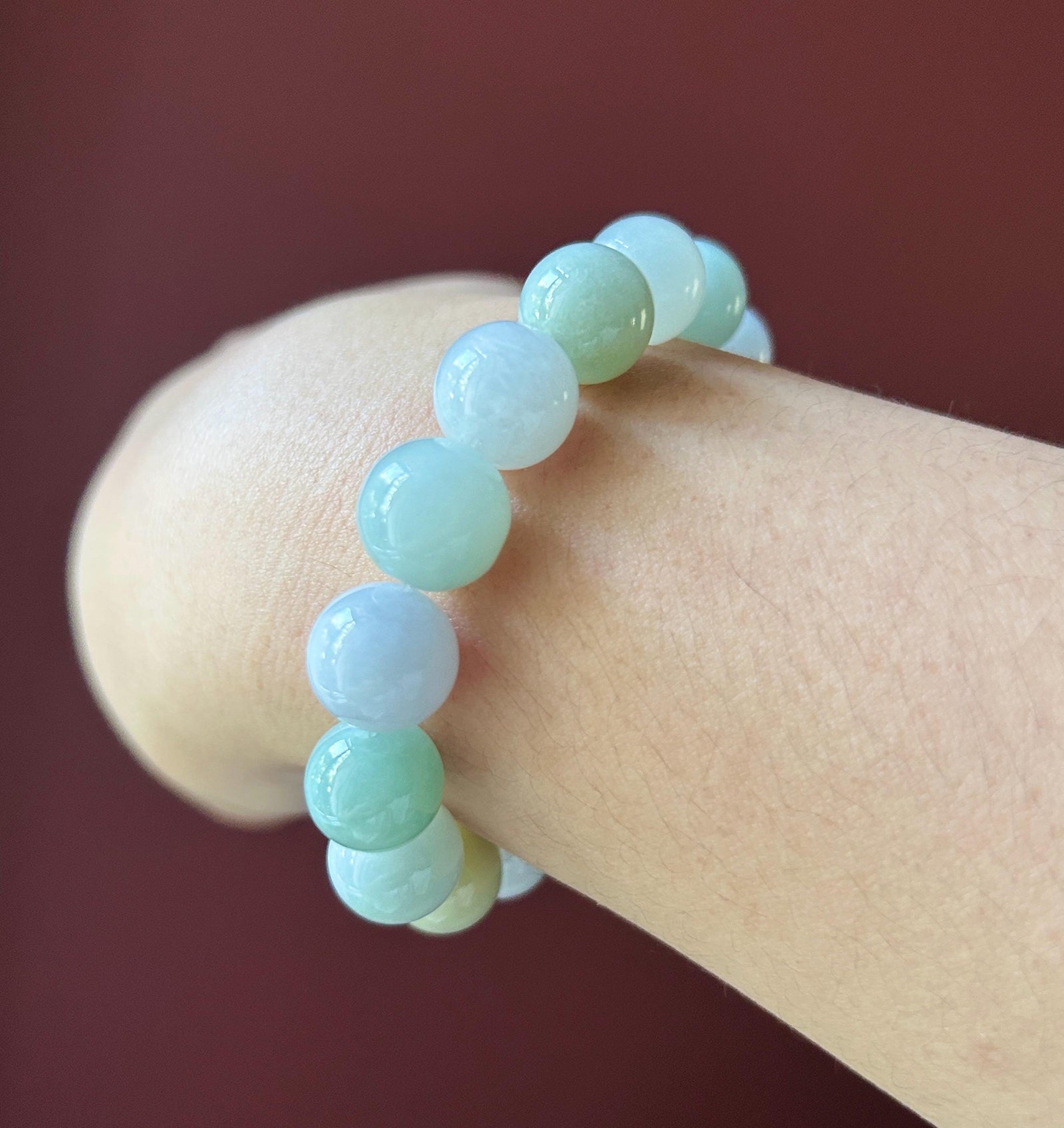 Natural Jadeite Beaded Bracelet Burmese Type A Untreated Fine Glutinous Icy Macaron Multicolor Jade 12.5mm BIG Beads