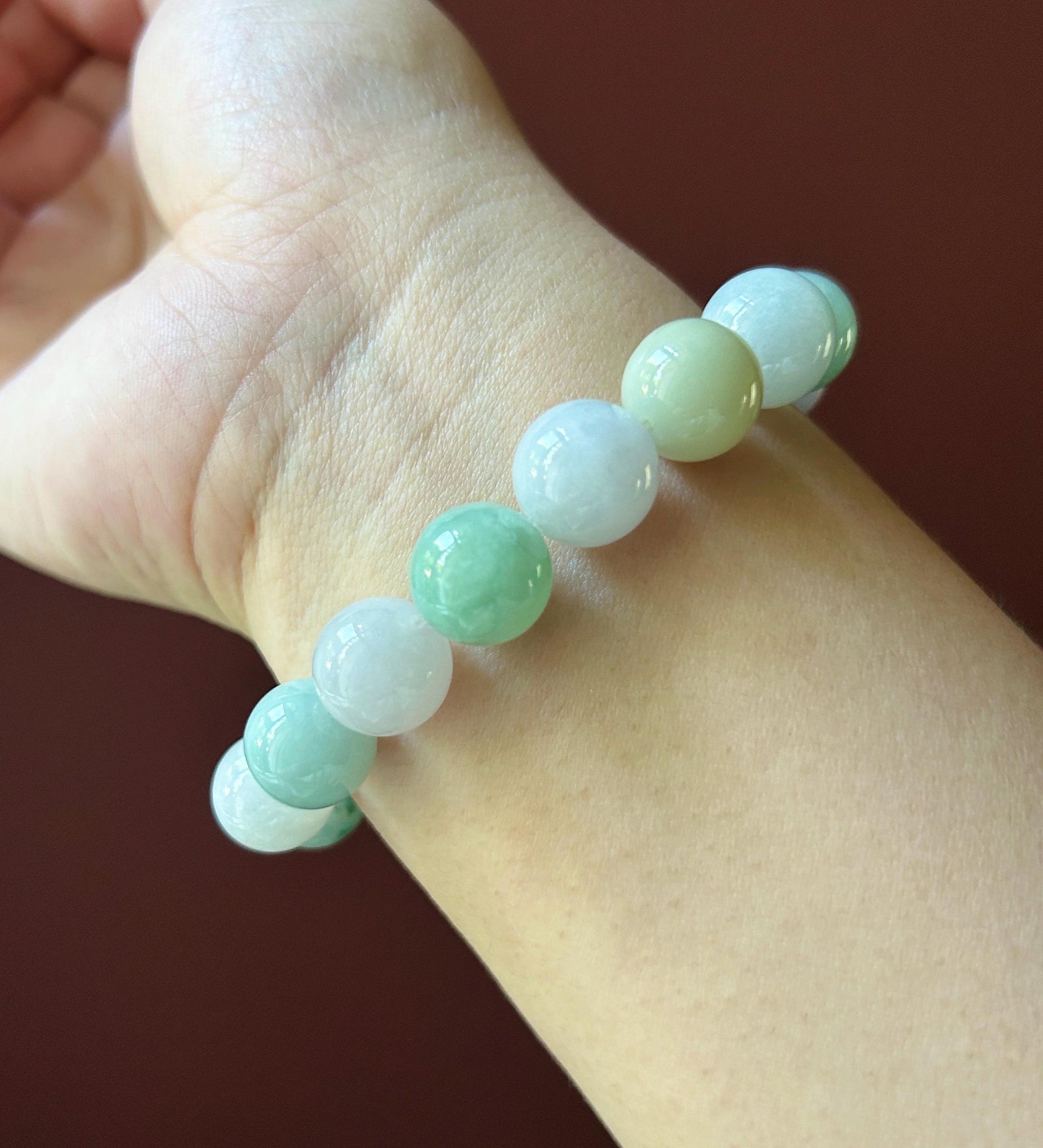 Natural Jadeite Beaded Bracelet Burmese Type A Untreated Fine Glutinous Icy Macaron Multicolor Jade 12.5mm BIG Beads