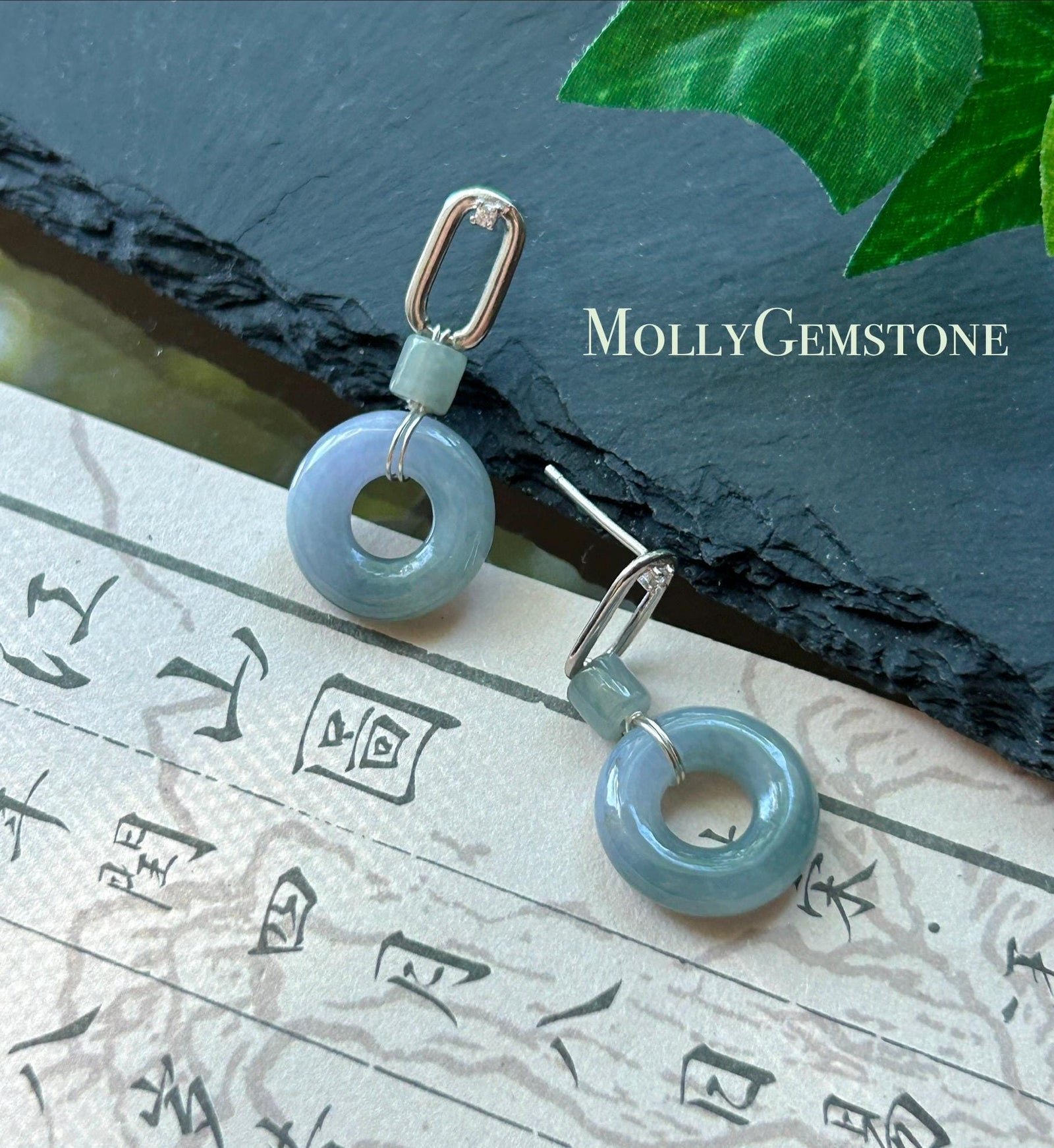 Certified Natural Jadeite Lucky Donut Earrings: Burmese Type A Icy Translucent Monet Garden Lavender/ Green Tea Yellow Jade, Sterling Silver