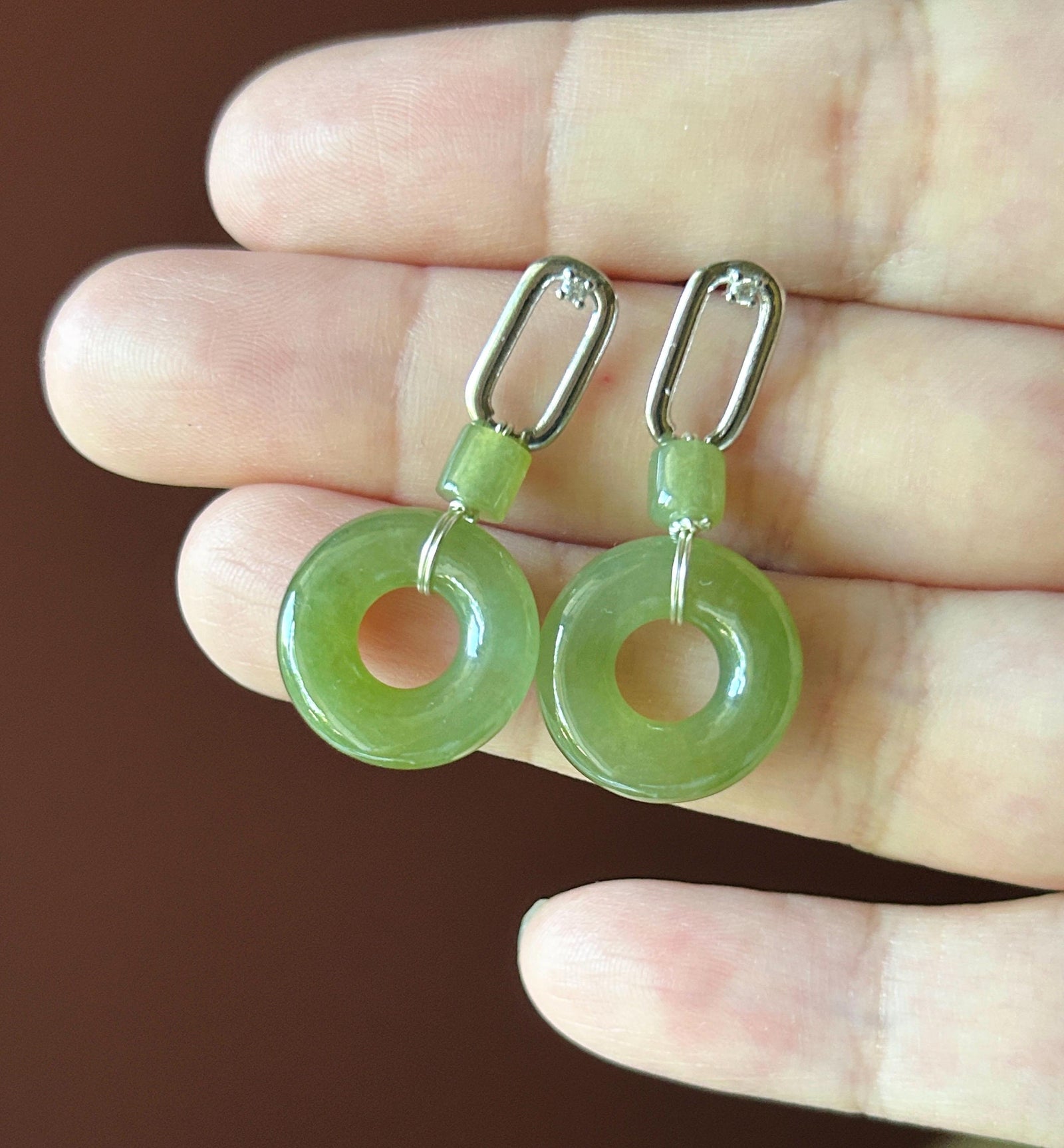 Certified Natural Jadeite Lucky Donut Earrings: Burmese Type A Icy Translucent Monet Garden Lavender/ Green Tea Yellow Jade, Sterling Silver