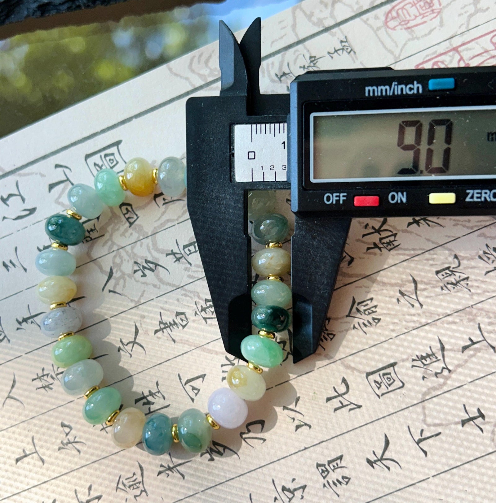 Natural Jadeite Beaded Bracelet Burmese Type A Highly Translucent Fine Icy Multicolor Floral Jade 9mm Minimalist Jewelry