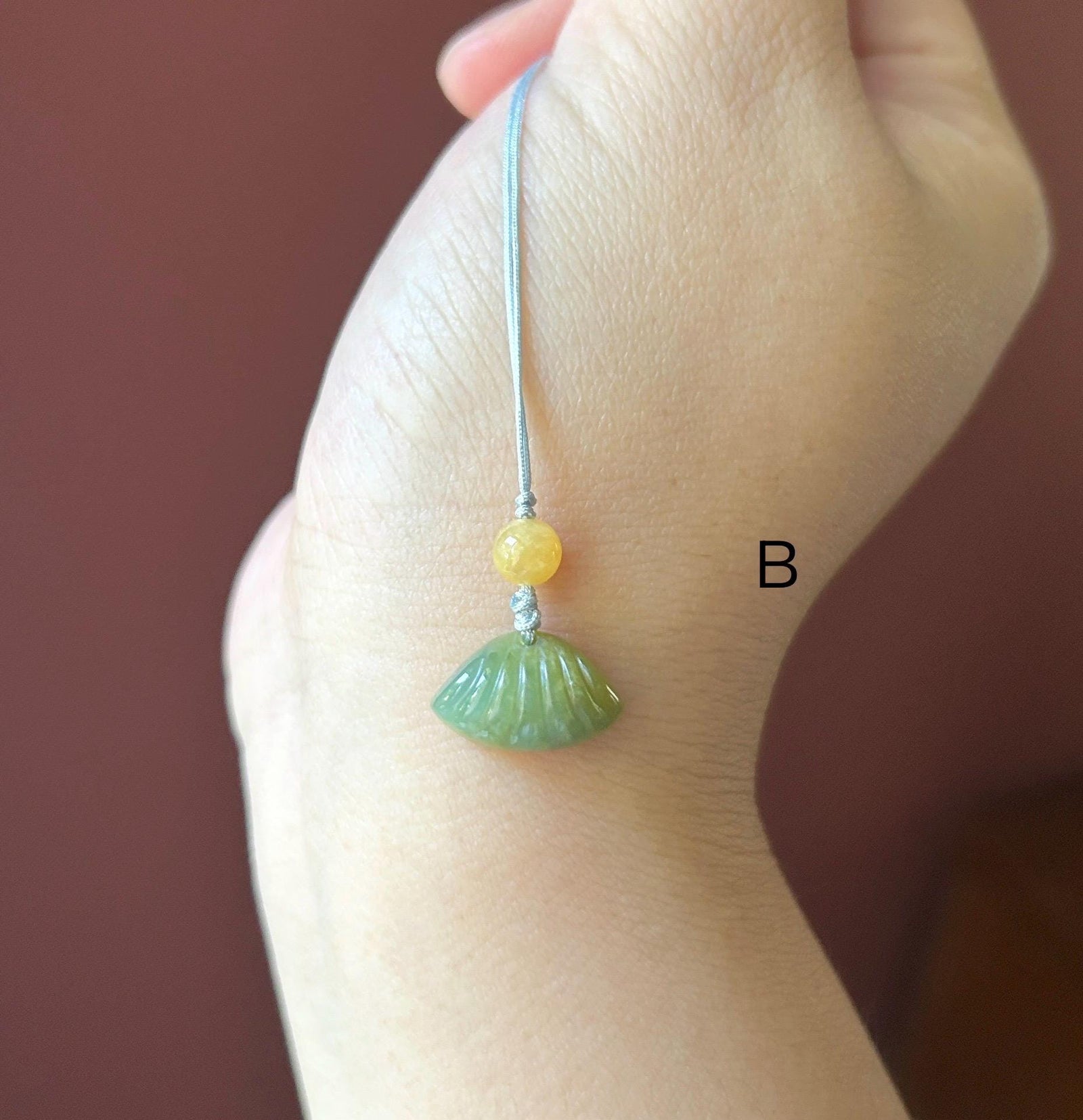 Natural Jadeite Phone Charm Handmade Untreated Type A Burmese Icy Cute HandCarved Sea Shell Jade Protection Amulet
