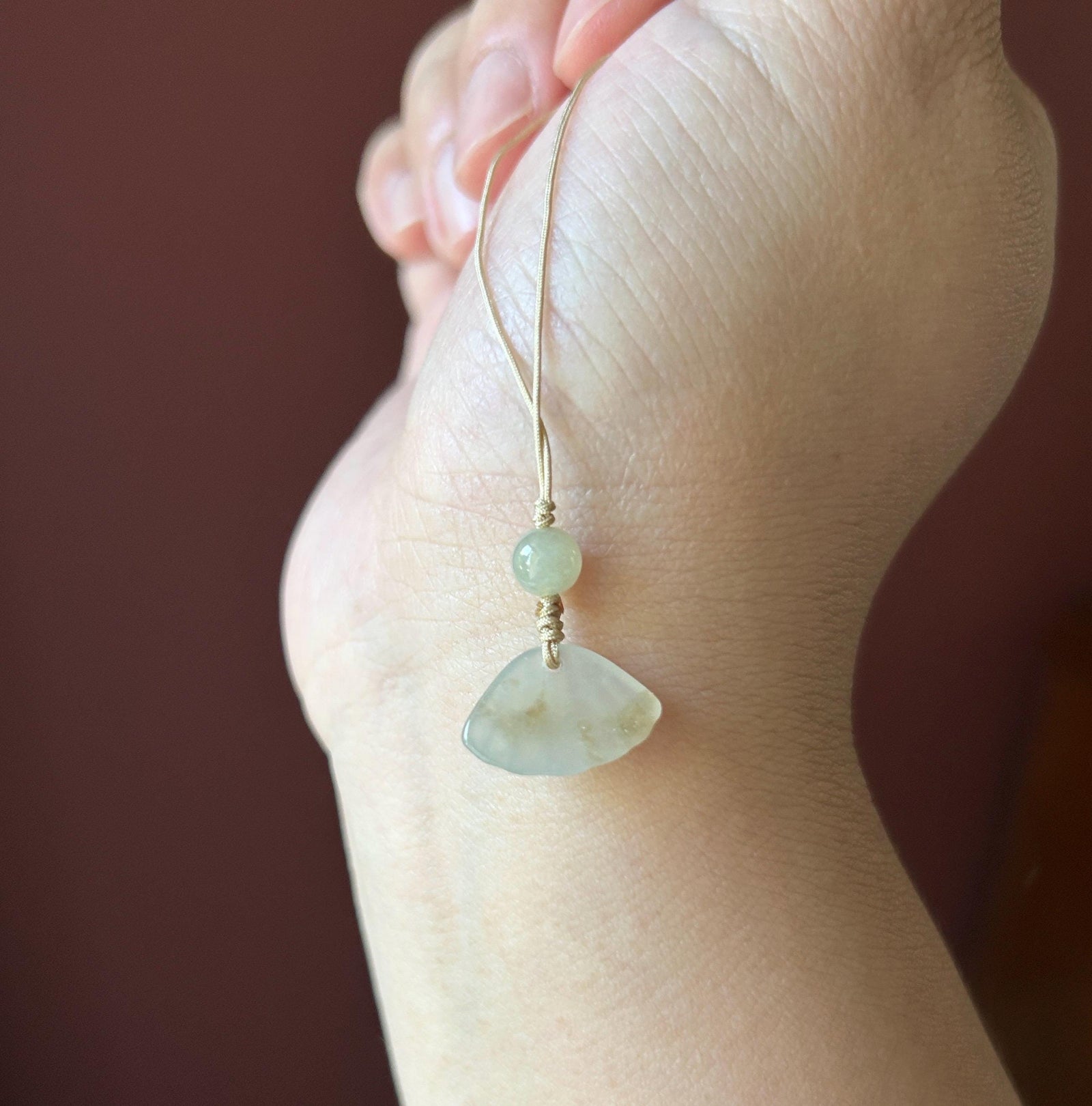 Natural Jadeite Phone Charm Handmade Untreated Type A Burmese Icy Cute HandCarved Sea Shell Jade Protection Amulet
