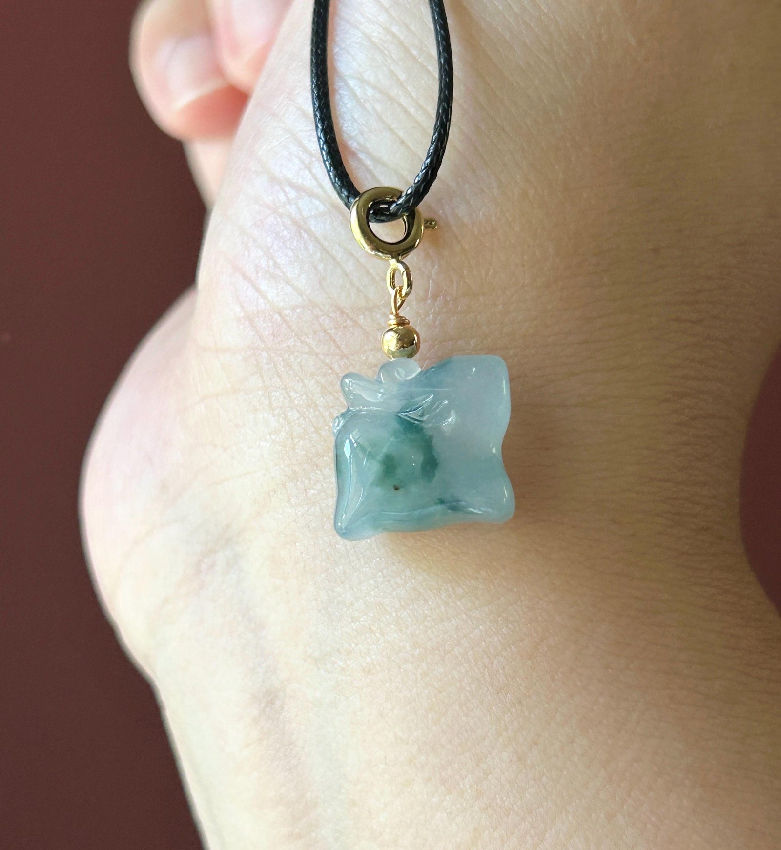 Certified Natural Jadeite Petite Deer Charm | Burmese Type A Highly Translucent Icy Blue with Bluish Green Floral Floral Jade