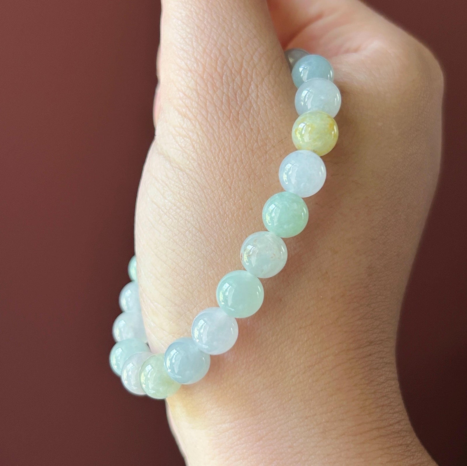 Natural Jadeite Beaded Bracelet Burmese Type A Icy Translucent Pale Macaron Multicolor Jade 8mm Minimalist Jewelry