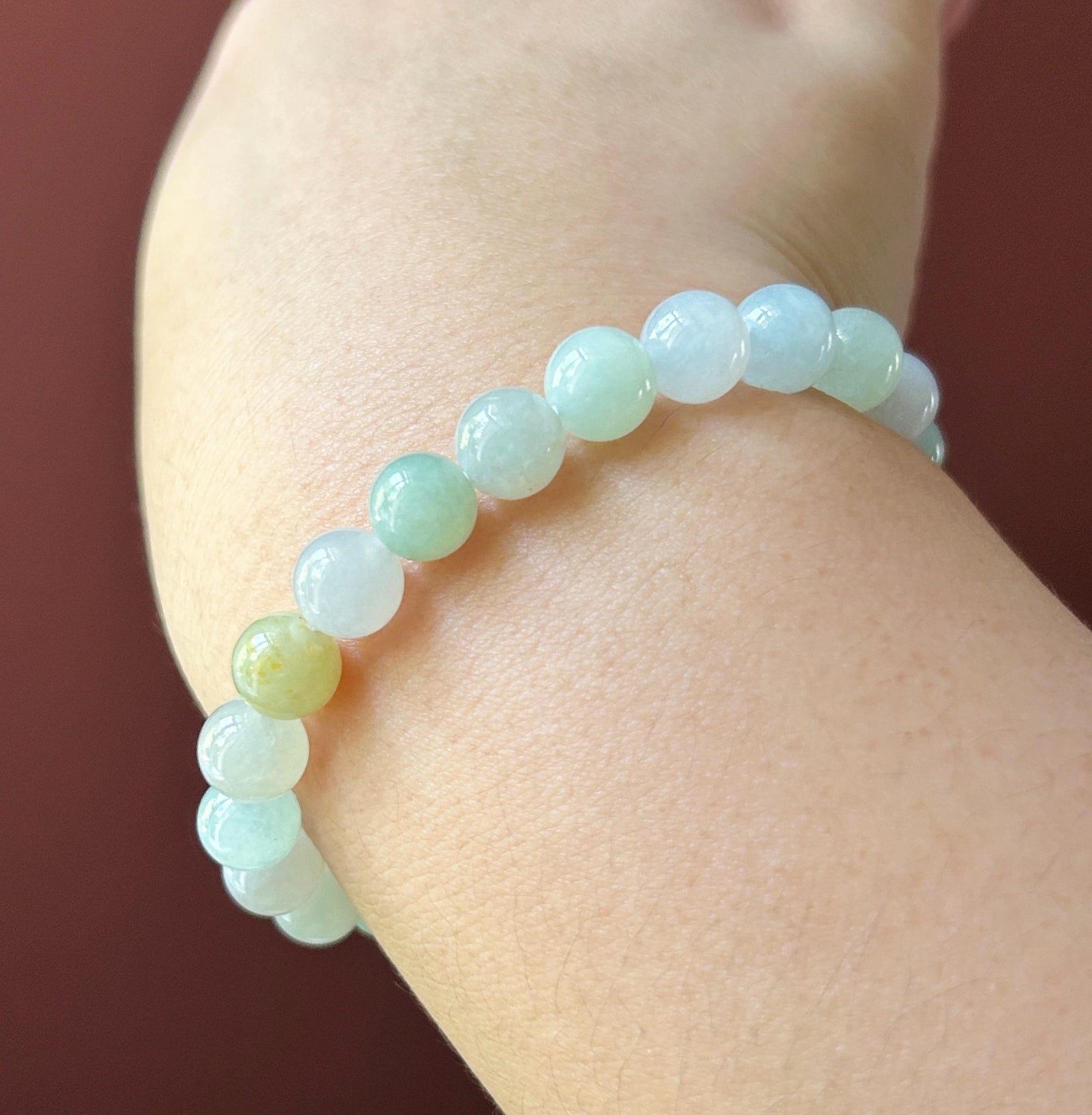 Natural Jadeite Beaded Bracelet Burmese Type A Icy Translucent Pale Macaron Multicolor Jade 8mm Minimalist Jewelry