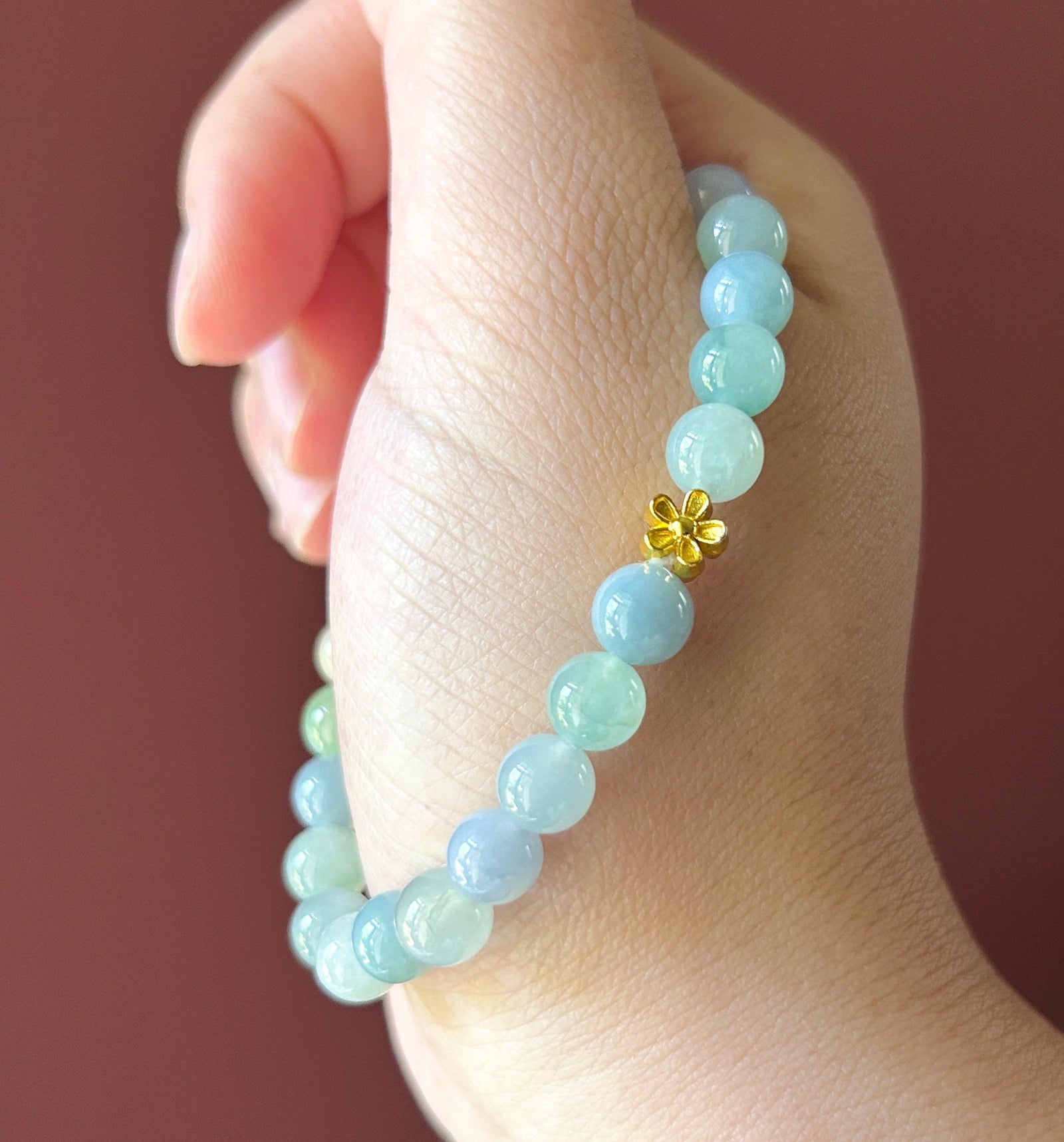 Natural Jadeite Beaded Bracelet Burmese Type A Icy Translucent Macaron Multicolor Jade 7.5mm Minimalist Jewelry