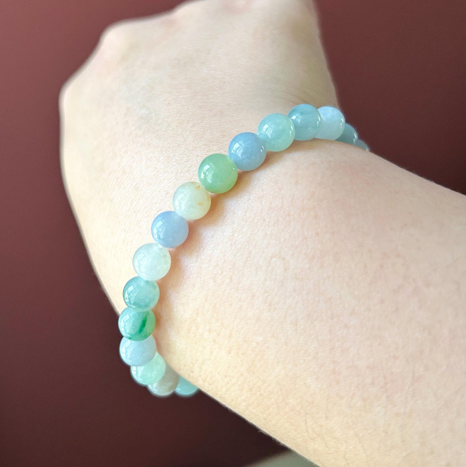 Natural Jadeite Beaded Bracelet Burmese Type A Icy Translucent Macaron Multicolor Jade 7.5mm Minimalist Jewelry