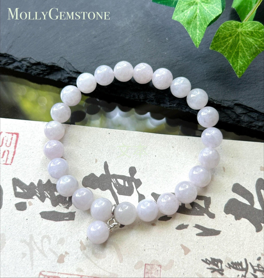 Natural Jadeite Beaded Bracelet Burmese Type A Glutinous Light Lotus Pink Jade 8mm Minimalist Jewelry