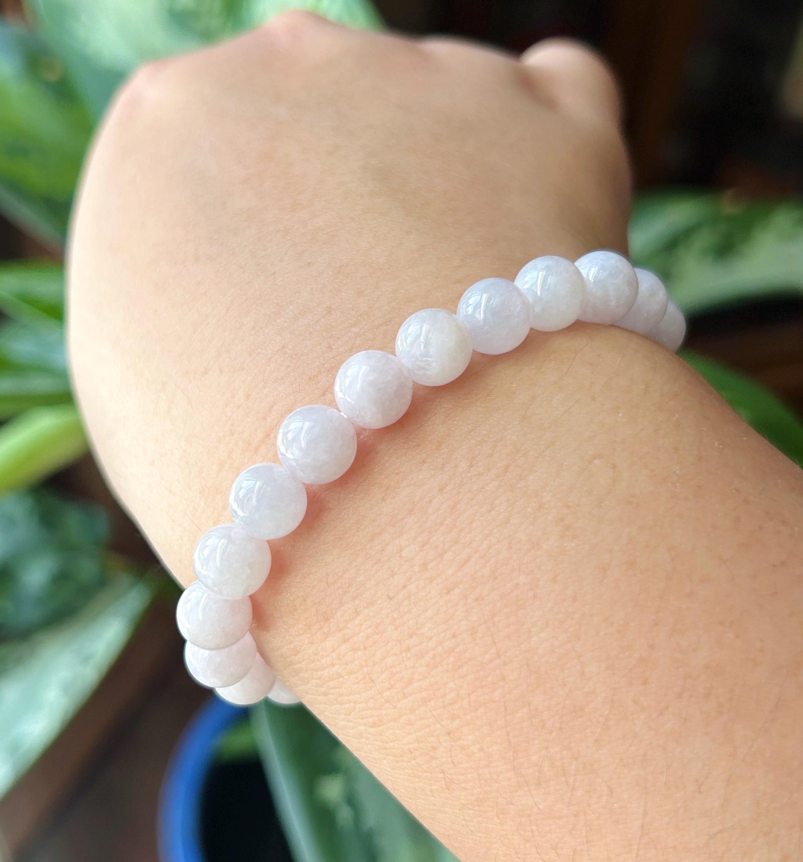 Natural Jadeite Beaded Bracelet Burmese Type A Glutinous Light Lotus Pink Jade 8mm Minimalist Jewelry