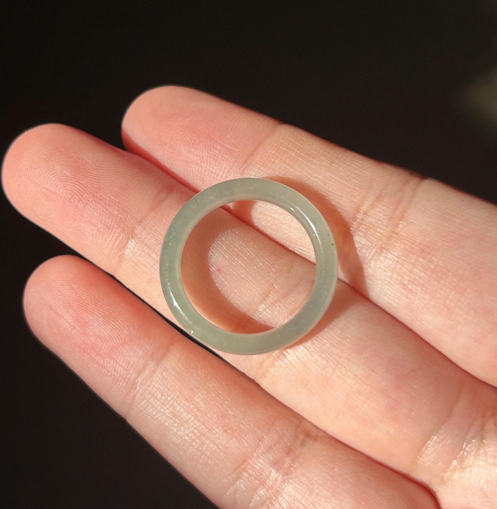 Natural Jadeite Ring Band | Guatemalan Type A Highly Translucent Icy Smoky Blue | US Size 7.5 | 17.7mm