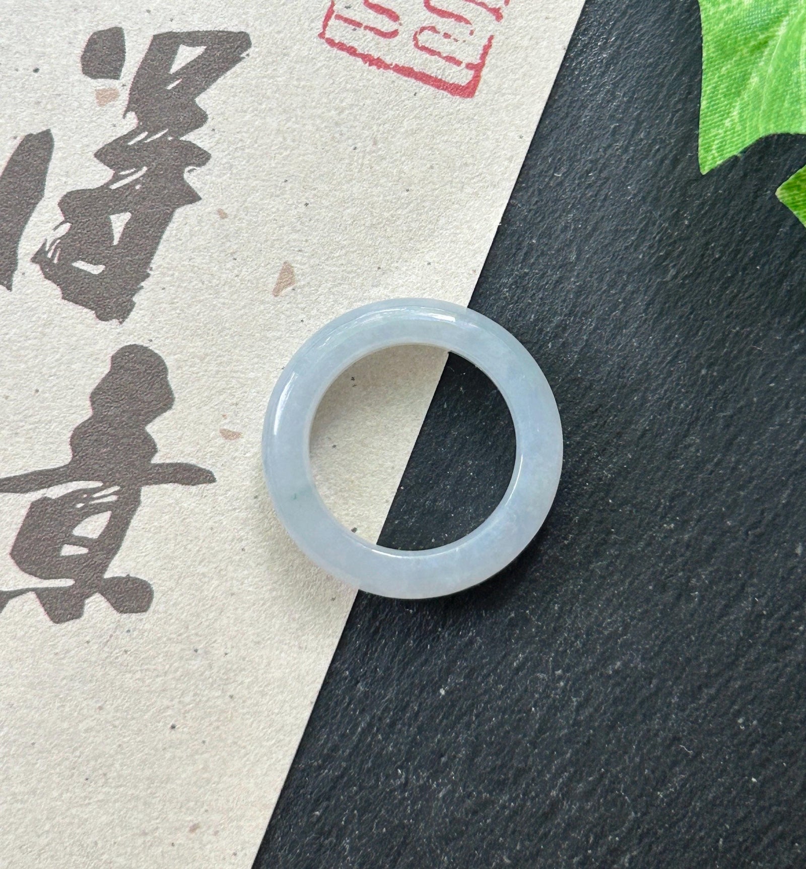 Certified Natural Jadeite Ring Band | Burmese Type A Translucent Icy Light Blue & Lavender | US Size 7.5/5.5 | 17.8mm 16.1mm