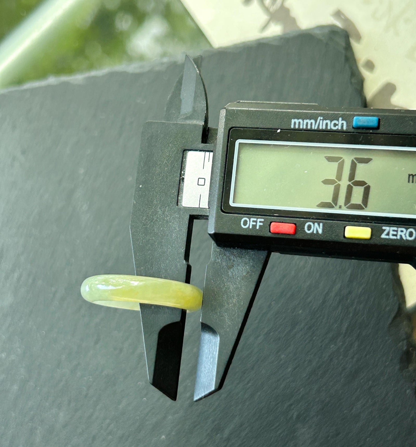 Natural Jadeite Ring Band | Burmese Type A Translucent Icy Glutinous Light Green & Tea Yellow Gradient Color | US Size 8/9