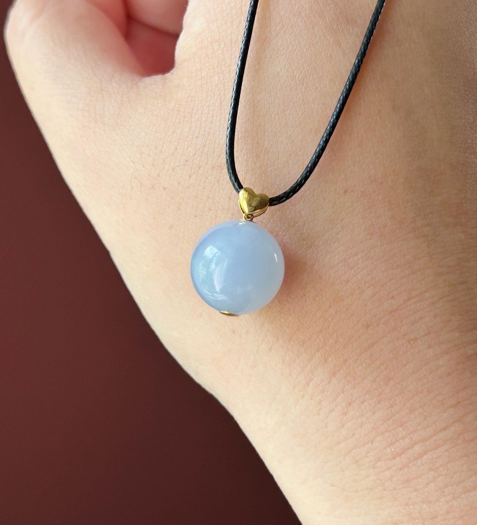 Certified Natural Jadeite Beaded Pendant Burmese Type A Icy Translucent Gelatinous Blue Lavender Jade| 18k Solid Gold Bail