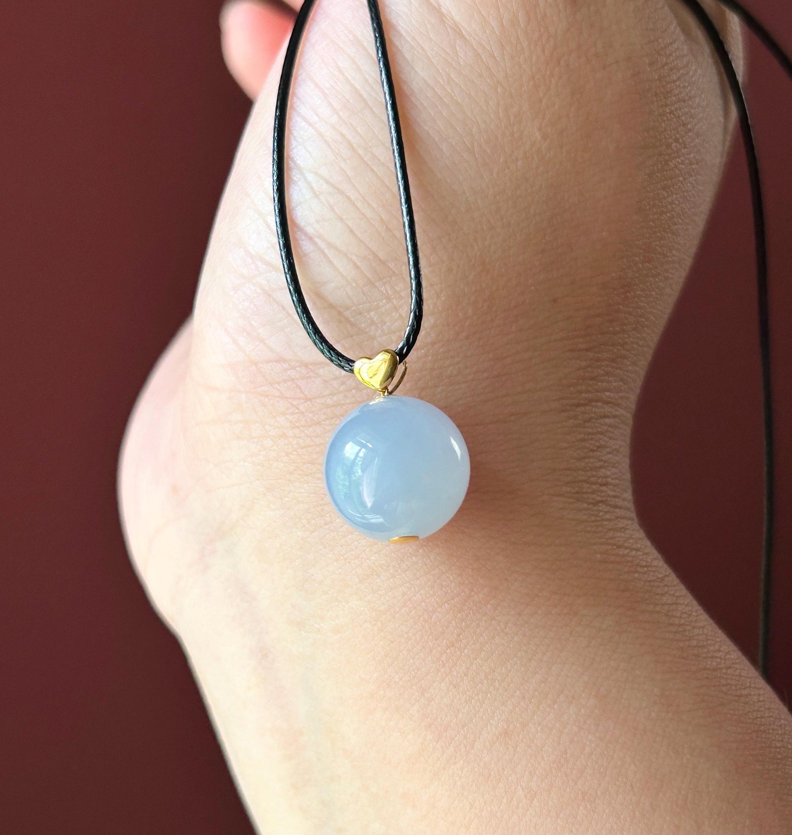 Certified Natural Jadeite Beaded Pendant Burmese Type A Icy Translucent Gelatinous Blue Lavender Jade| 18k Solid Gold Bail