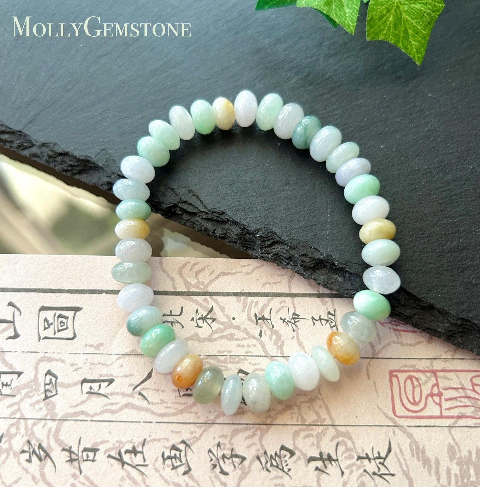 Natural Jadeite Beaded Bracelet Burmese Type A Fine Glutinous Icy Macaron Multicolor Jade 8.5mm Minimalist Jewelry