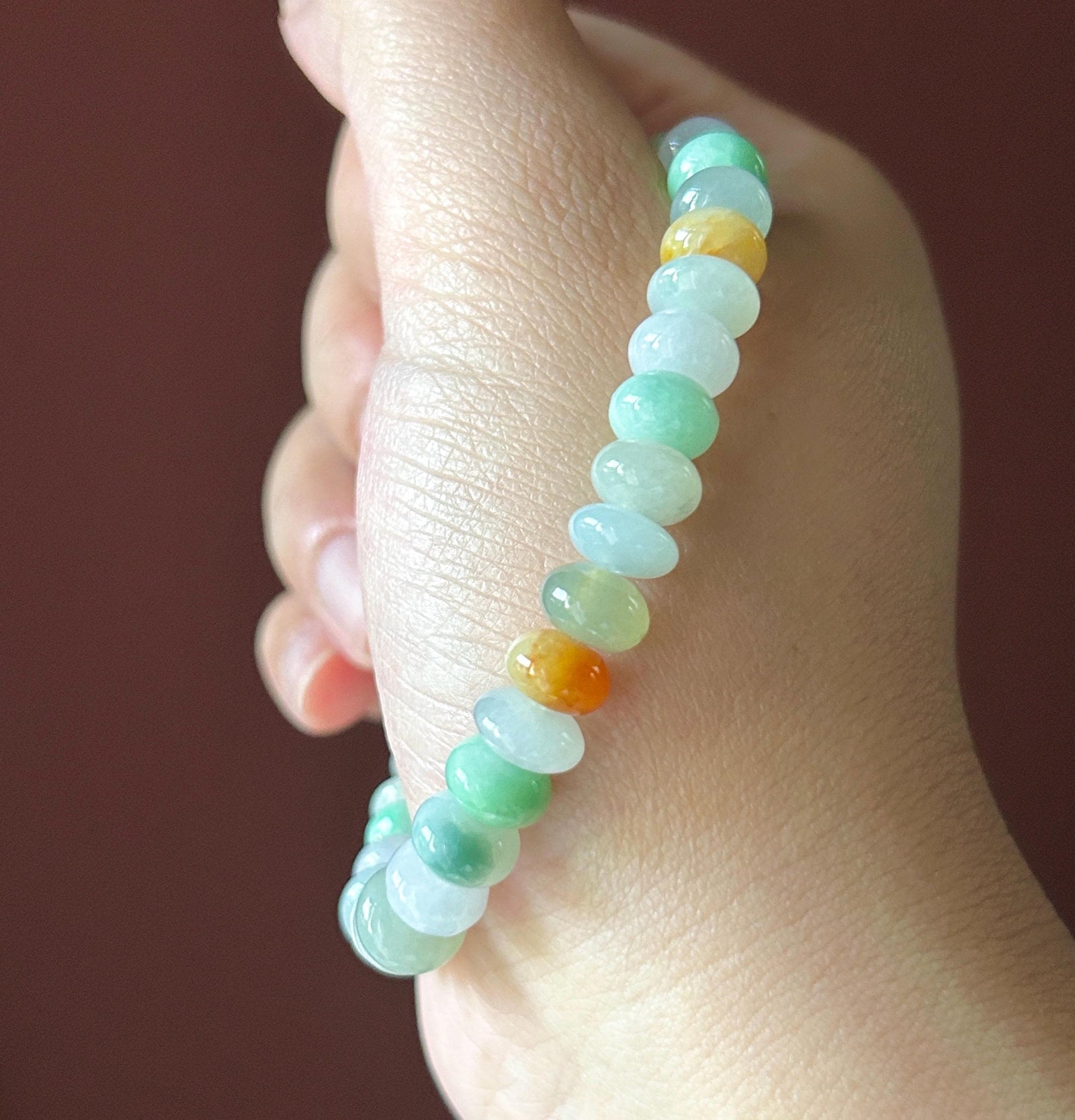 Natural Jadeite Beaded Bracelet Burmese Type A Fine Glutinous Icy Macaron Multicolor Jade 8.5mm Minimalist Jewelry