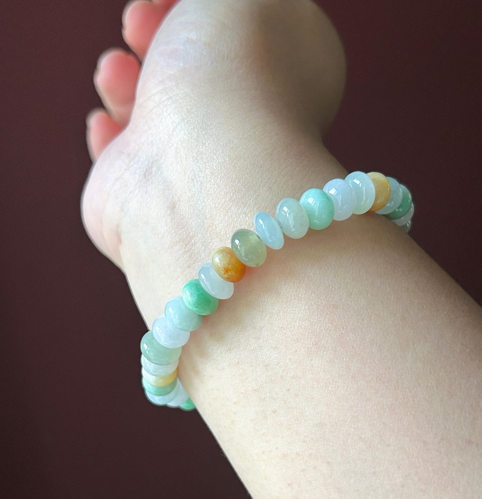 Natural Jadeite Beaded Bracelet Burmese Type A Fine Glutinous Icy Macaron Multicolor Jade 8.5mm Minimalist Jewelry