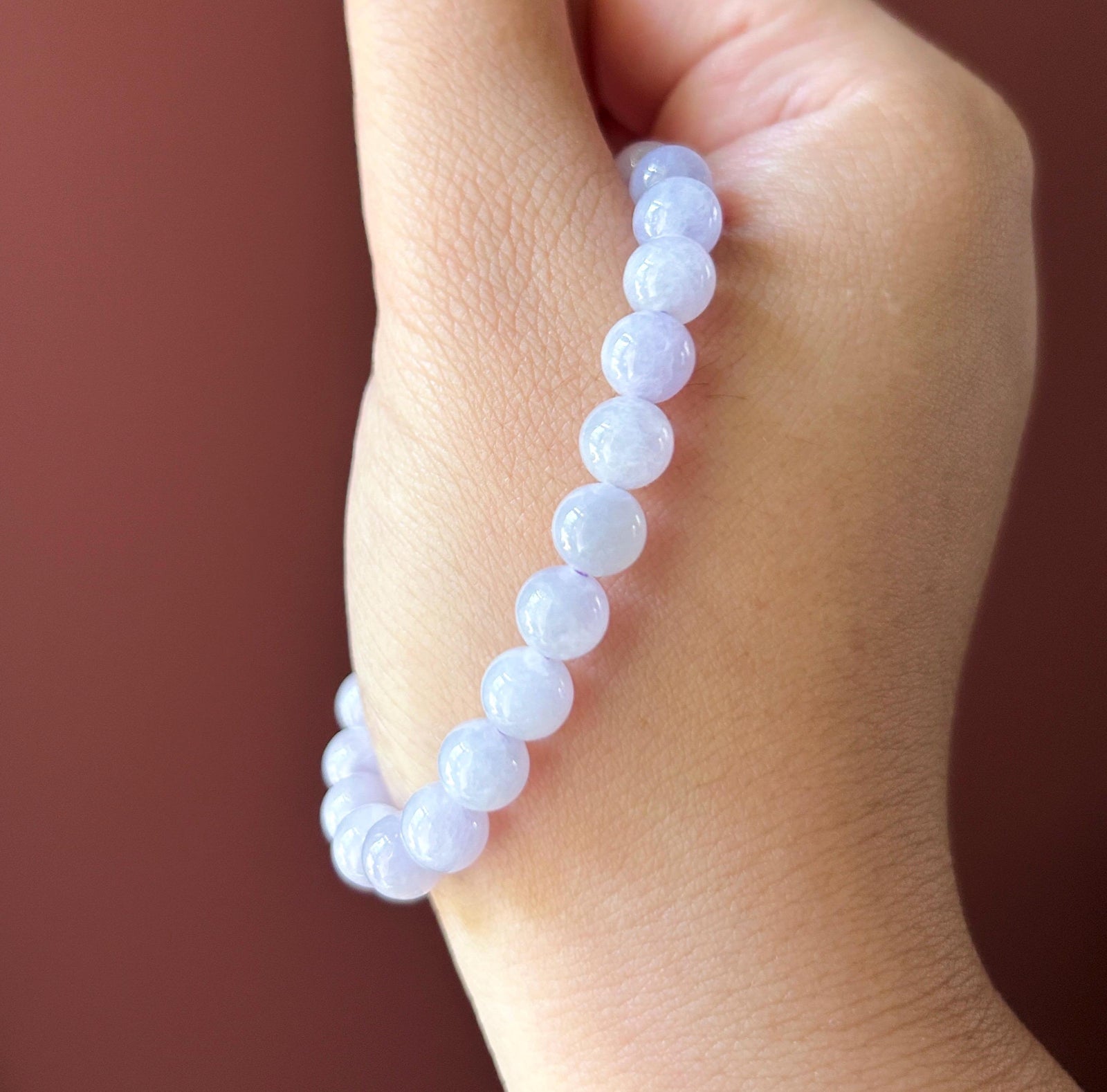 Natural Jadeite Beaded Bracelet Burmese Type A Fine Glutinous Icy Pinkish Lavender Jade 7mm Minimalist Jewelry Butterfly Charm