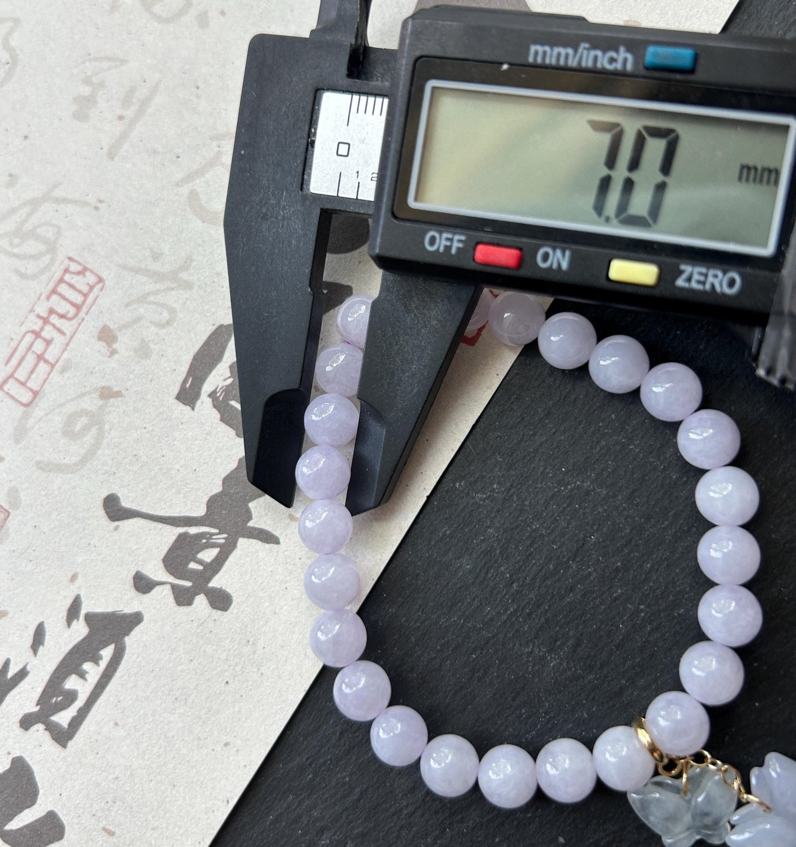 Natural Jadeite Beaded Bracelet Burmese Type A Fine Glutinous Icy Pinkish Lavender Jade 7mm Minimalist Jewelry Butterfly Charm