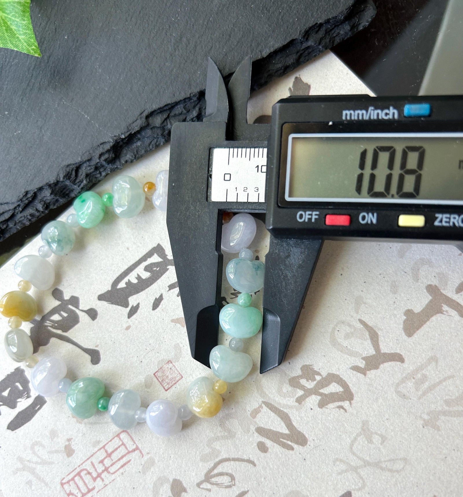 Natural Jadeite Beaded Bracelet Burmese Type A Icy Translucent Multicolor Heart Shaped Jade Beads 11mm