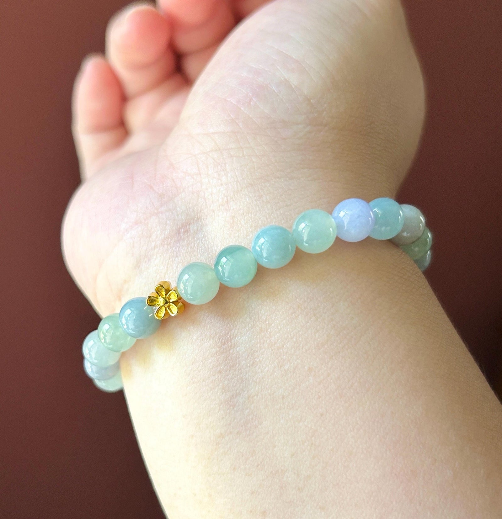 Natural Jadeite Beaded Bracelet Burmese Type A Icy Translucent Macaron Multicolor Jade 7.5mm Minimalist Jewelry