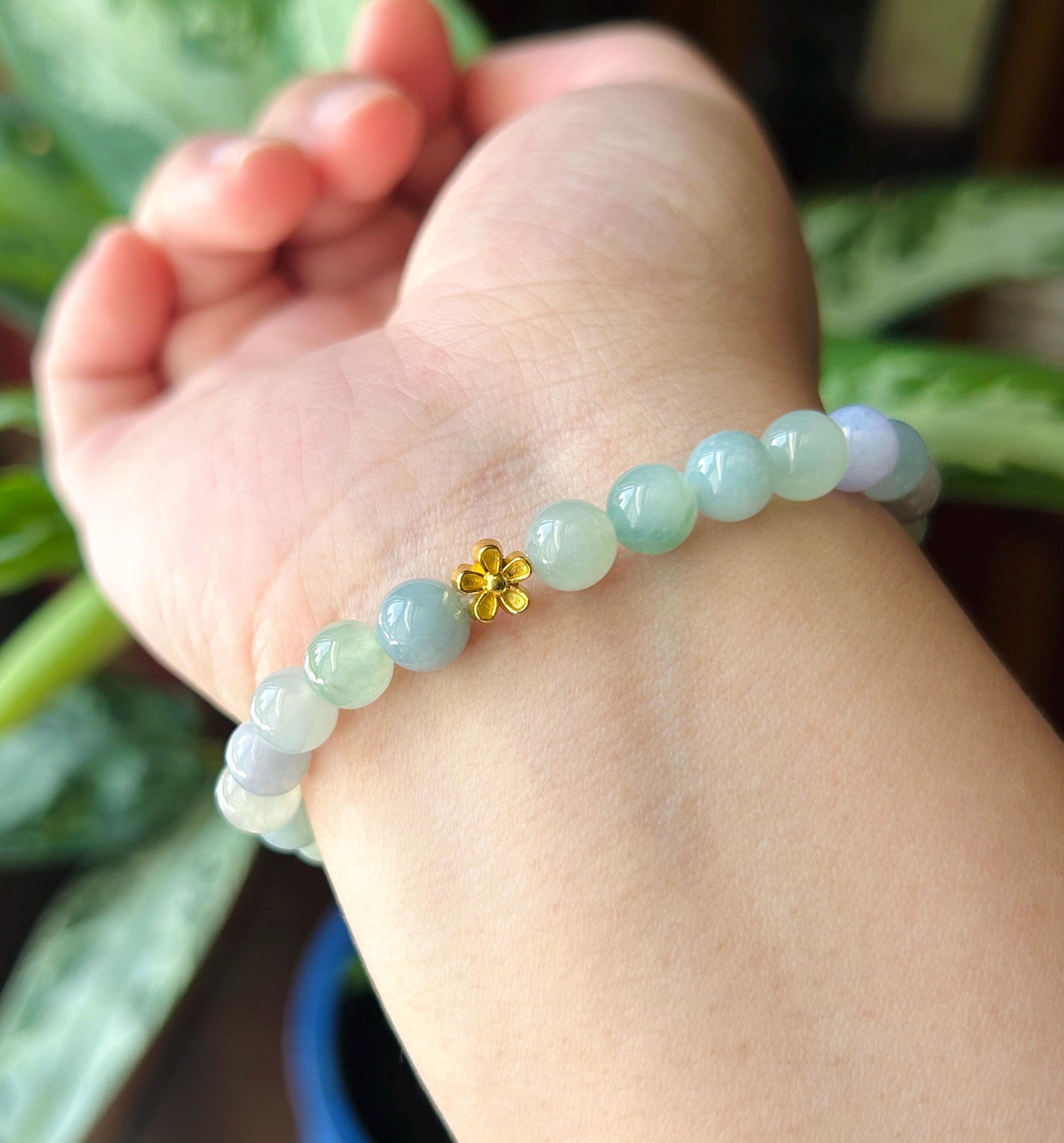 Natural Jadeite Beaded Bracelet Burmese Type A Icy Translucent Macaron Multicolor Jade 7.5mm Minimalist Jewelry