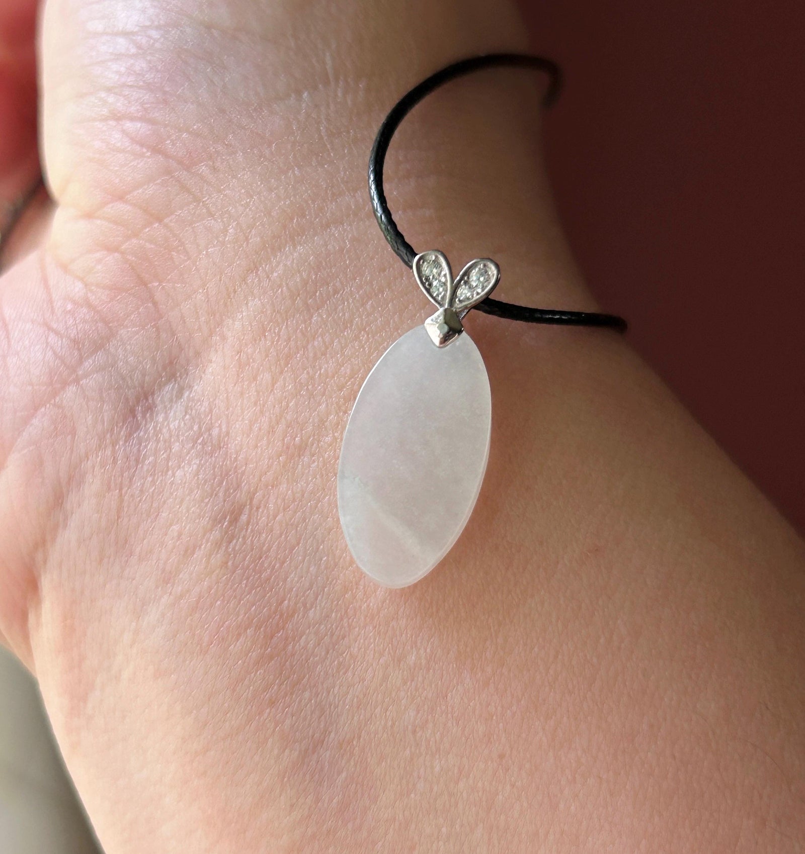 Natural Jadeite Peace Plaque Pendant| Sterling Silver Bail| Burmese Type A Translucent Icy Pale Green or Icy White Jade