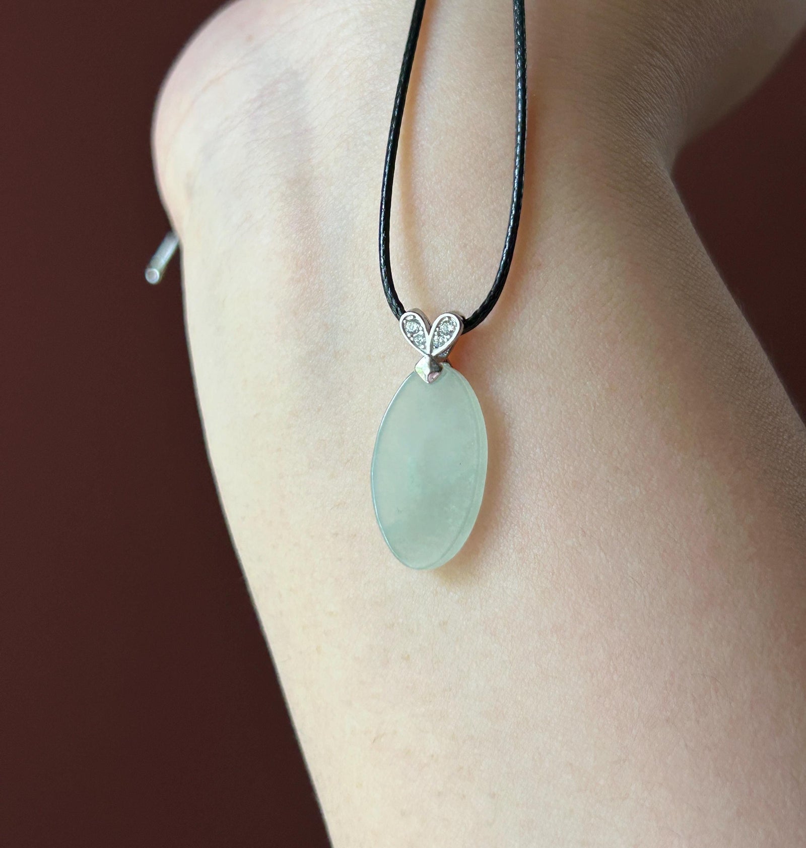 Natural Jadeite Peace Plaque Pendant| Sterling Silver Bail| Burmese Type A Translucent Icy Pale Green or Icy White Jade