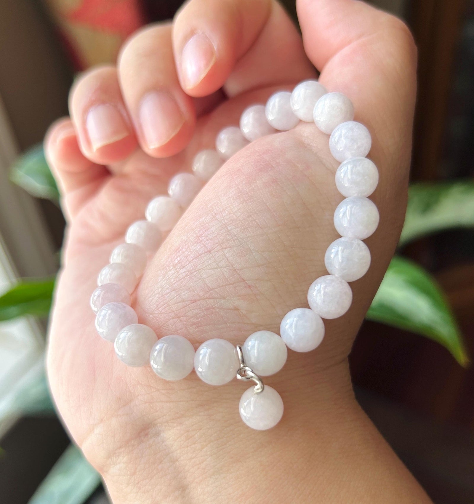 Natural Jadeite Beaded Bracelet Burmese Type A Glutinous Light Lotus Pink Jade 8mm Minimalist Jewelry