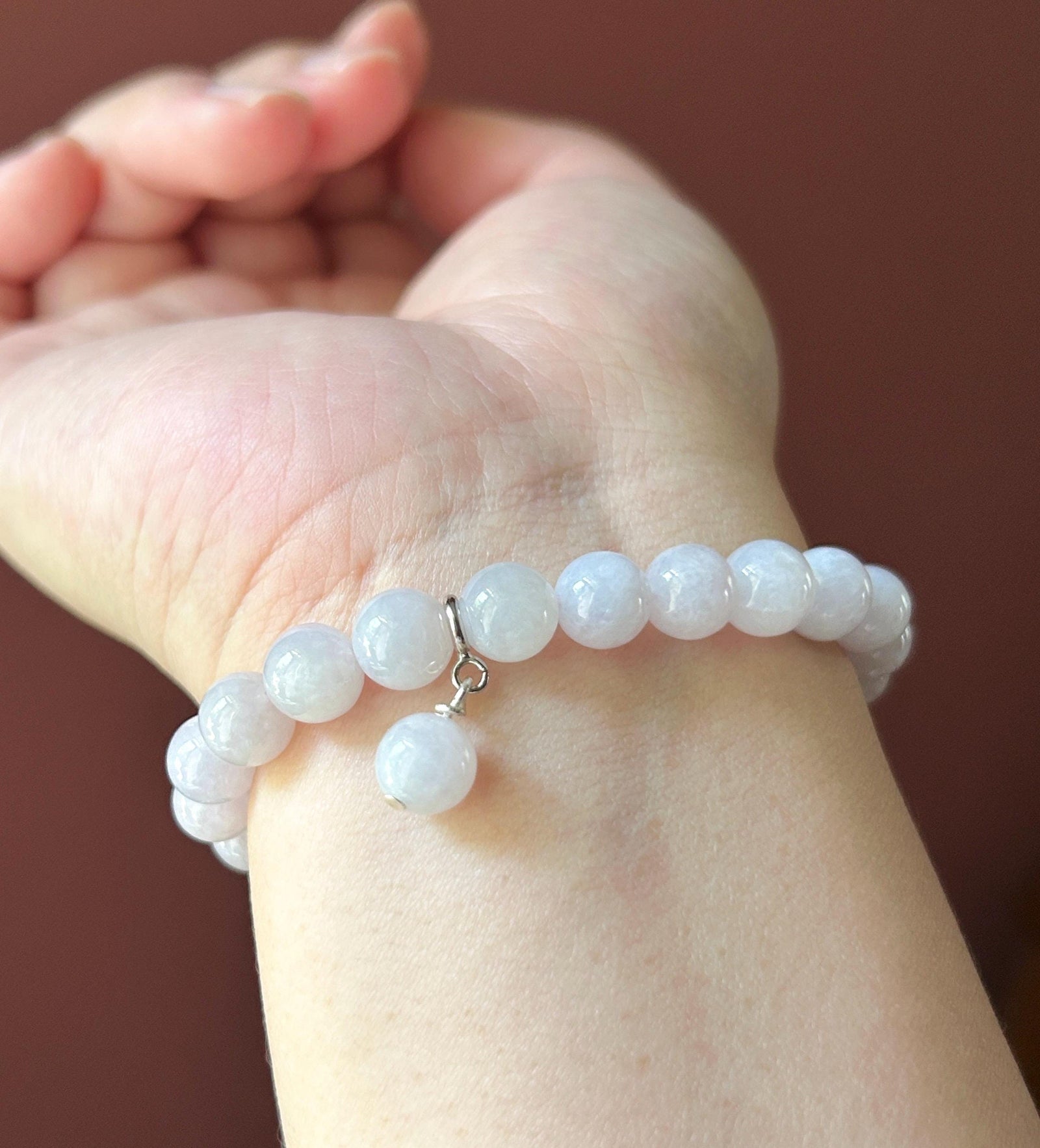 Natural Jadeite Beaded Bracelet Burmese Type A Glutinous Light Lotus Pink Jade 8mm Minimalist Jewelry
