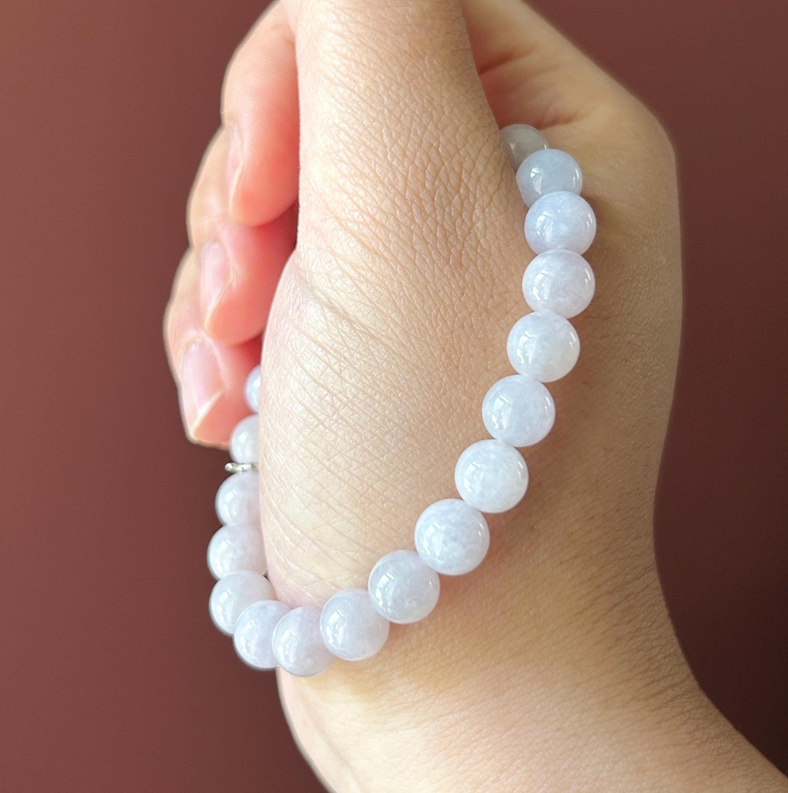 Natural Jadeite Beaded Bracelet Burmese Type A Glutinous Light Lotus Pink Jade 8mm Minimalist Jewelry