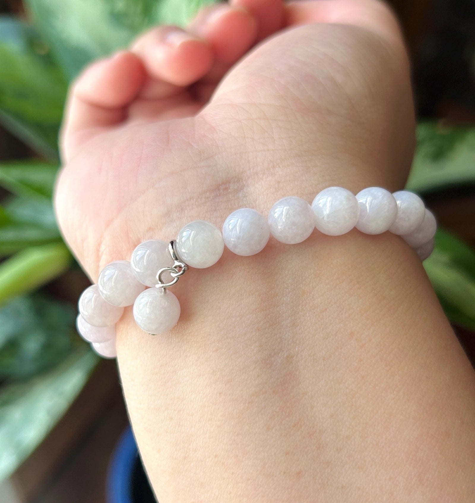 Natural Jadeite Beaded Bracelet Burmese Type A Glutinous Light Lotus Pink Jade 8mm Minimalist Jewelry