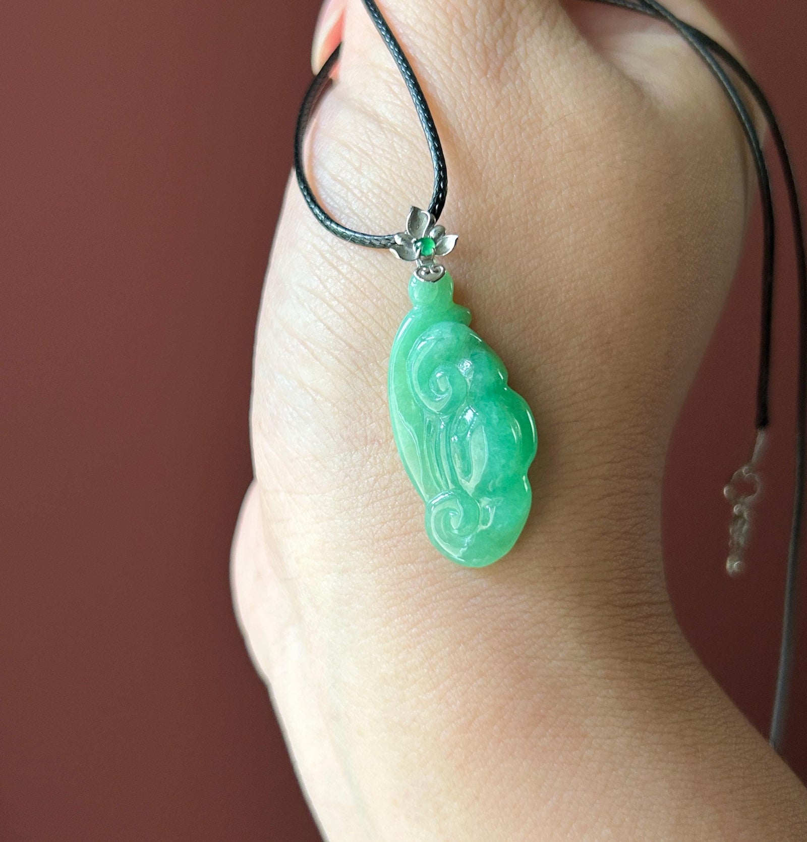 Certified Natural Jadeite RuYi Pendant | Burmese Type A Icy Gelatinous Vivid Apple Green Jade, 18k Solid Gold