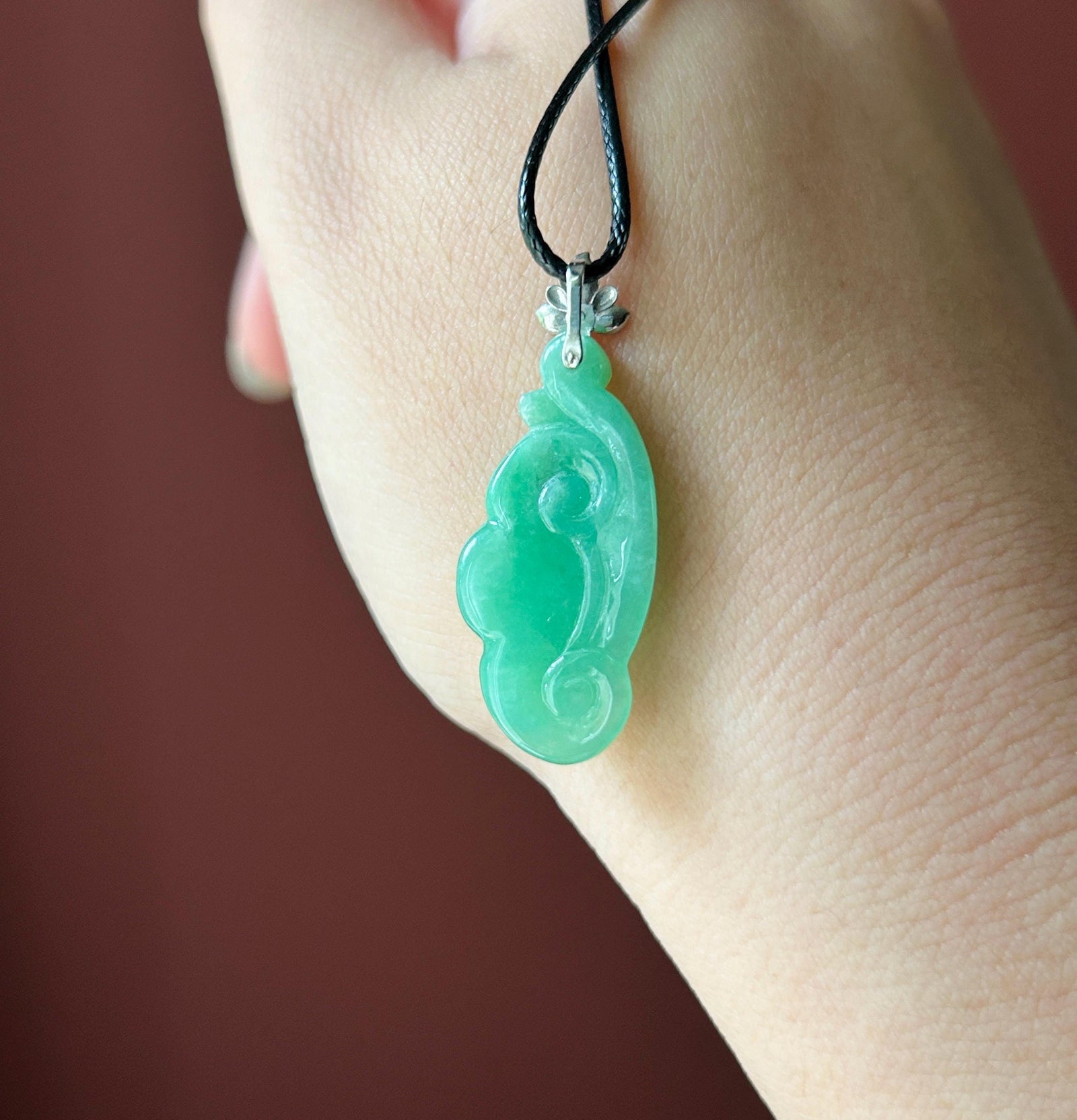 Certified Natural Jadeite RuYi Pendant | Burmese Type A Icy Gelatinous Vivid Apple Green Jade, 18k Solid Gold