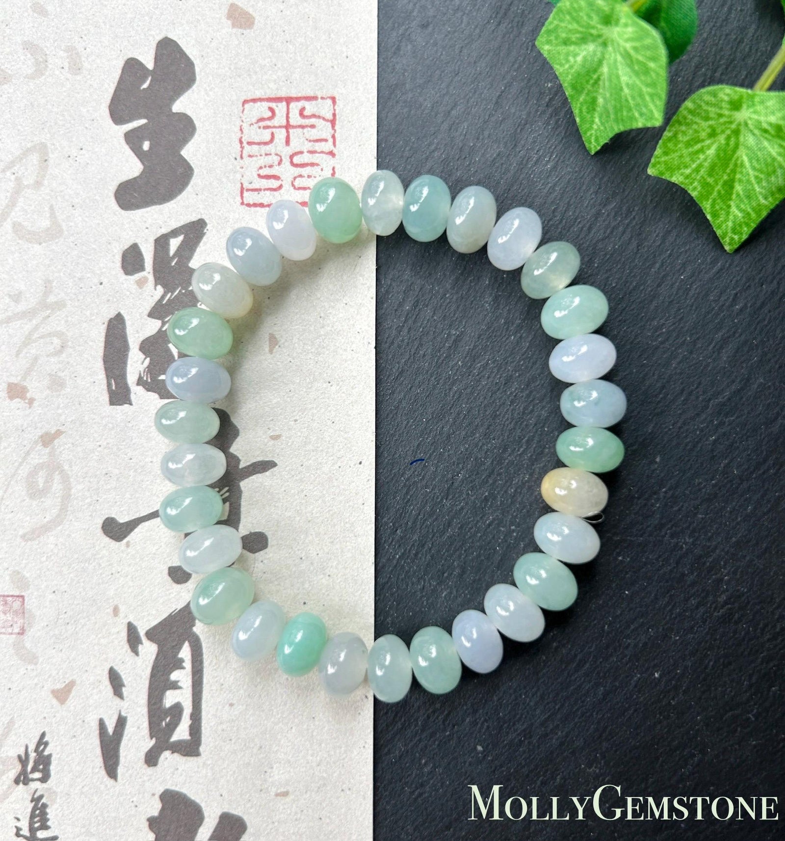 Natural Jadeite Beaded Bracelet – Burmese Type A Translucent Icy Pastel Multicolor Jade, 8.5mm, Minimalist Jewelry