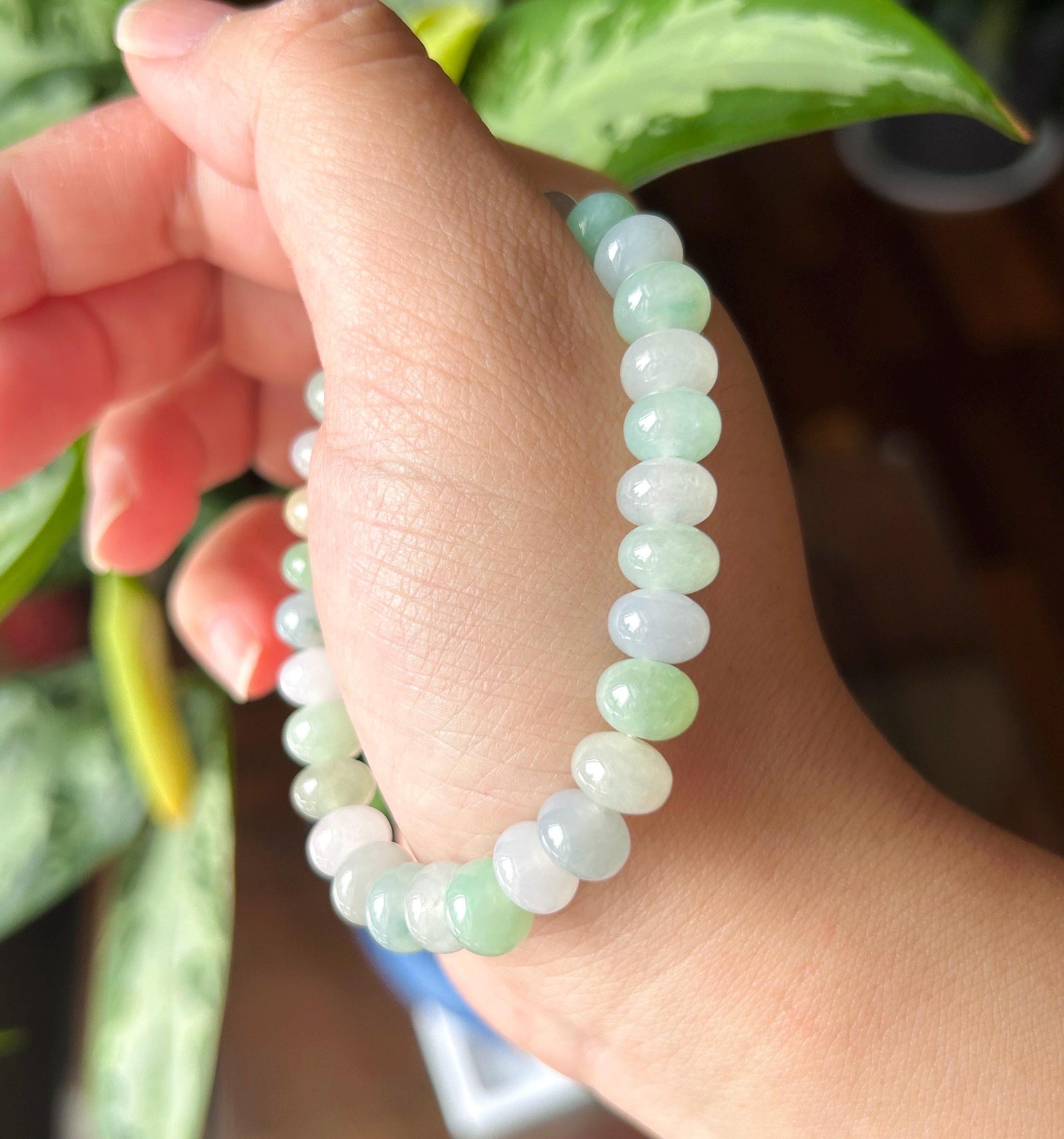 Natural Jadeite Beaded Bracelet – Burmese Type A Translucent Icy Pastel Multicolor Jade, 8.5mm, Minimalist Jewelry
