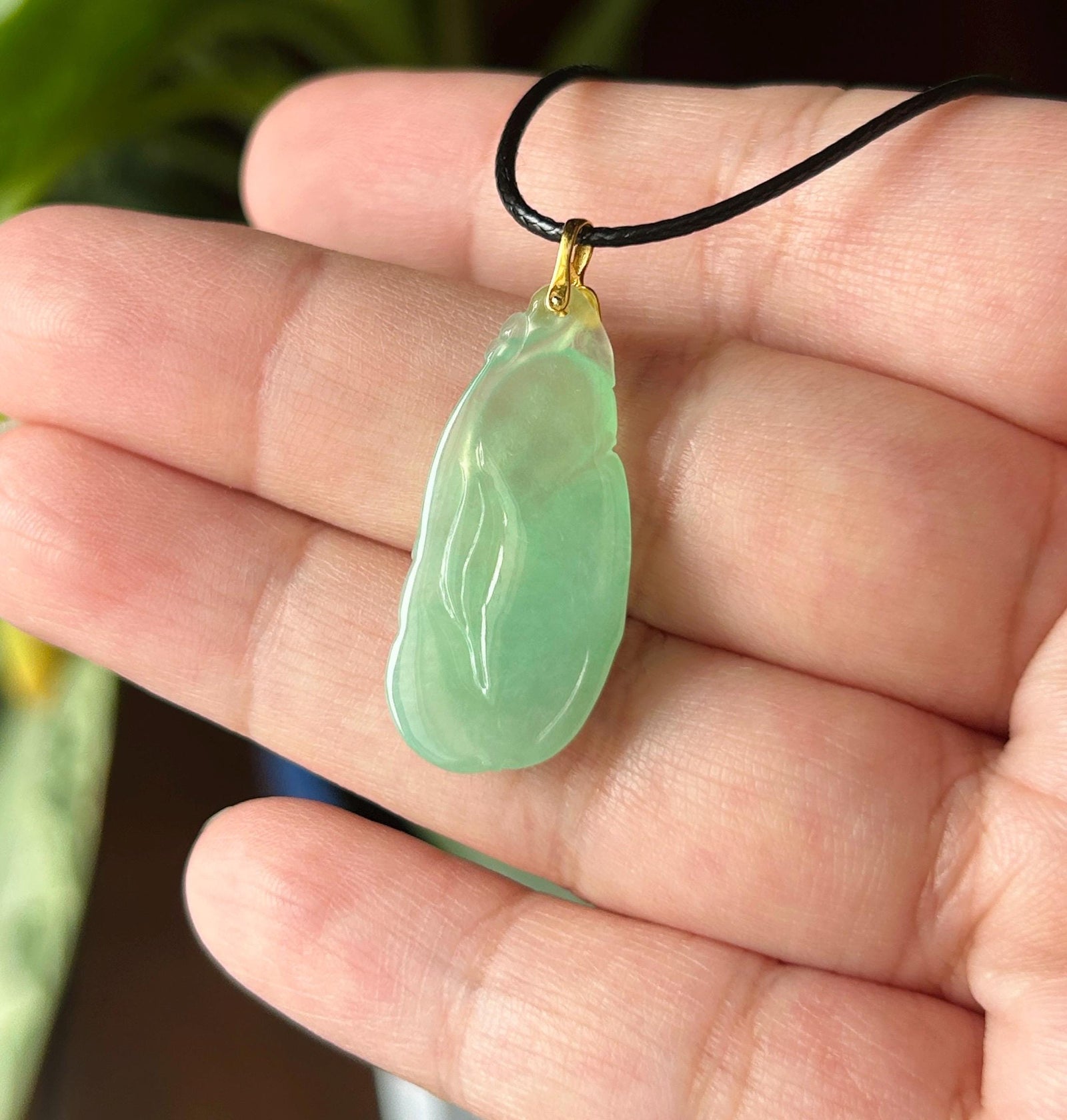 Certified Natural Jadeite RuYi Pendant | Burmese Type A Highly Translucent Icy Gelatinous Apple Green Jade, 18k Solid Gold