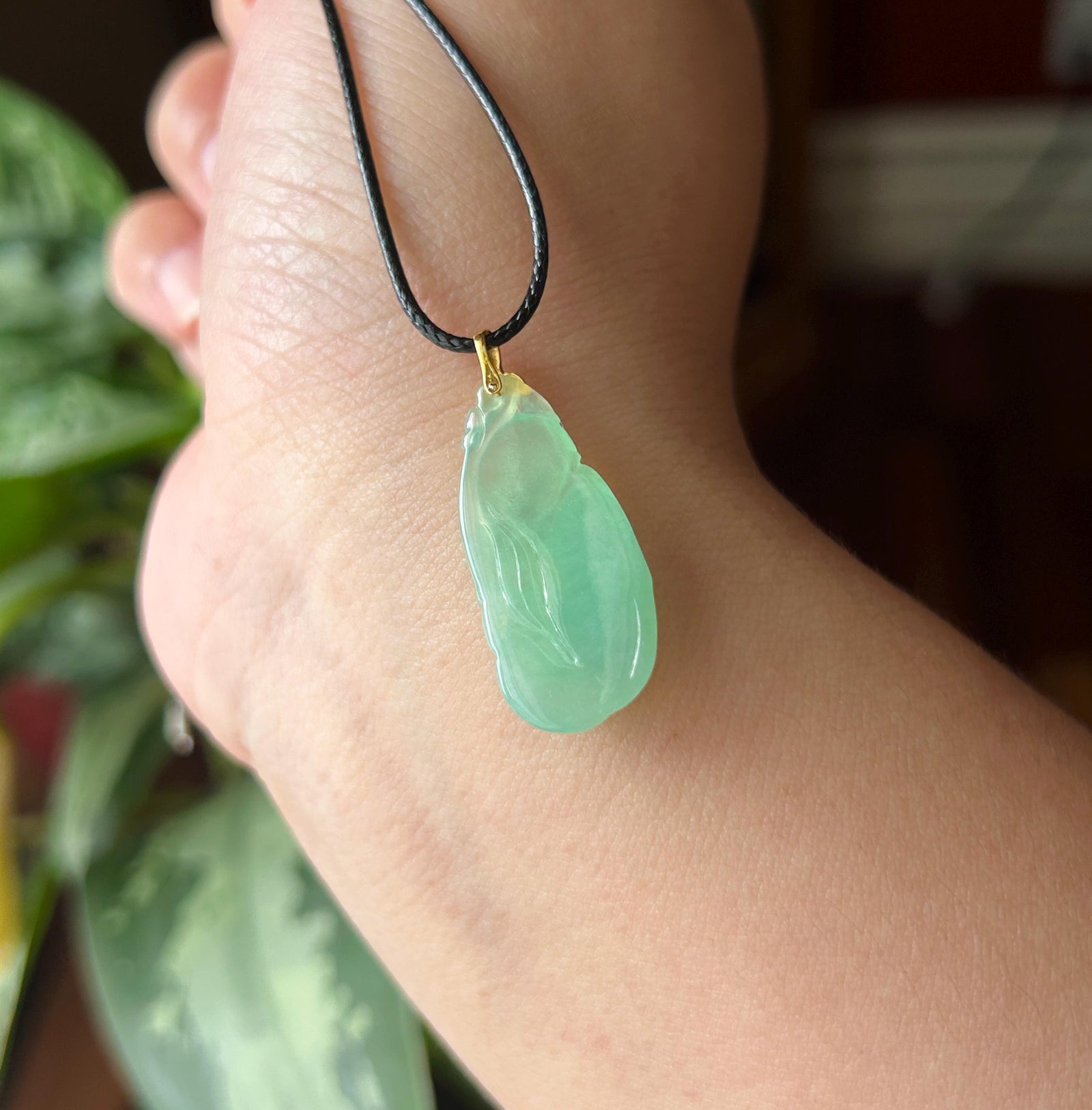 Certified Natural Jadeite RuYi Pendant | Burmese Type A Highly Translucent Icy Gelatinous Apple Green Jade, 18k Solid Gold