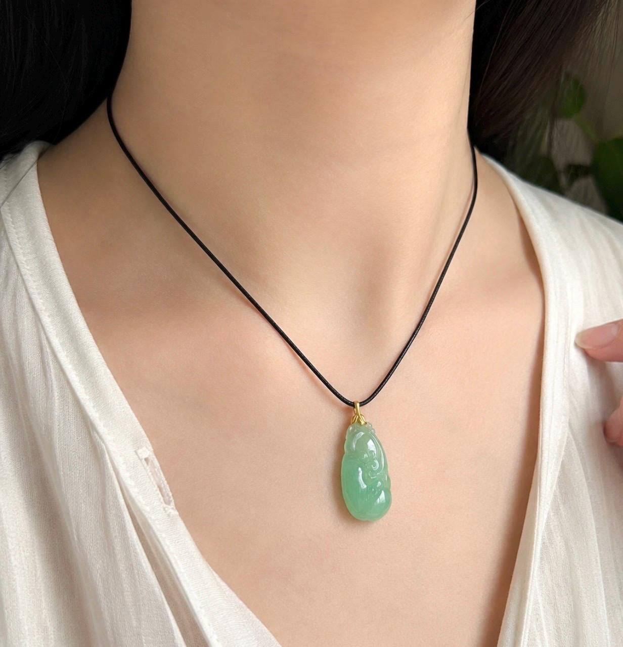 Certified Natural Jadeite RuYi Pendant | Burmese Type A Highly Translucent Icy Gelatinous Apple Green Jade, 18k Solid Gold