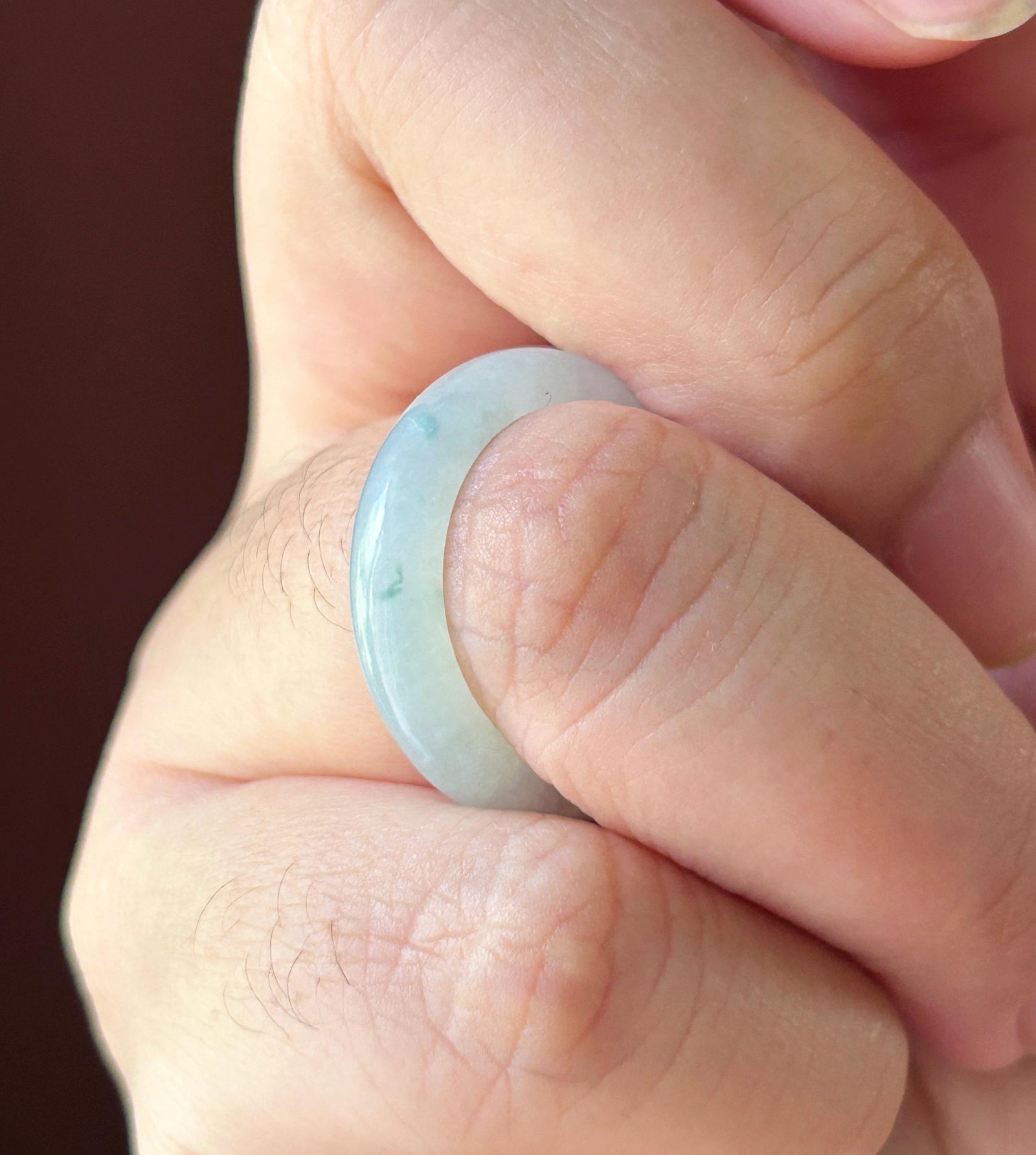 Certified Natural Jadeite Ring Band | Burmese Type A Translucent Icy Light Blue & Lavender | US Size 7.5/5.5 | 17.8mm 16.1mm