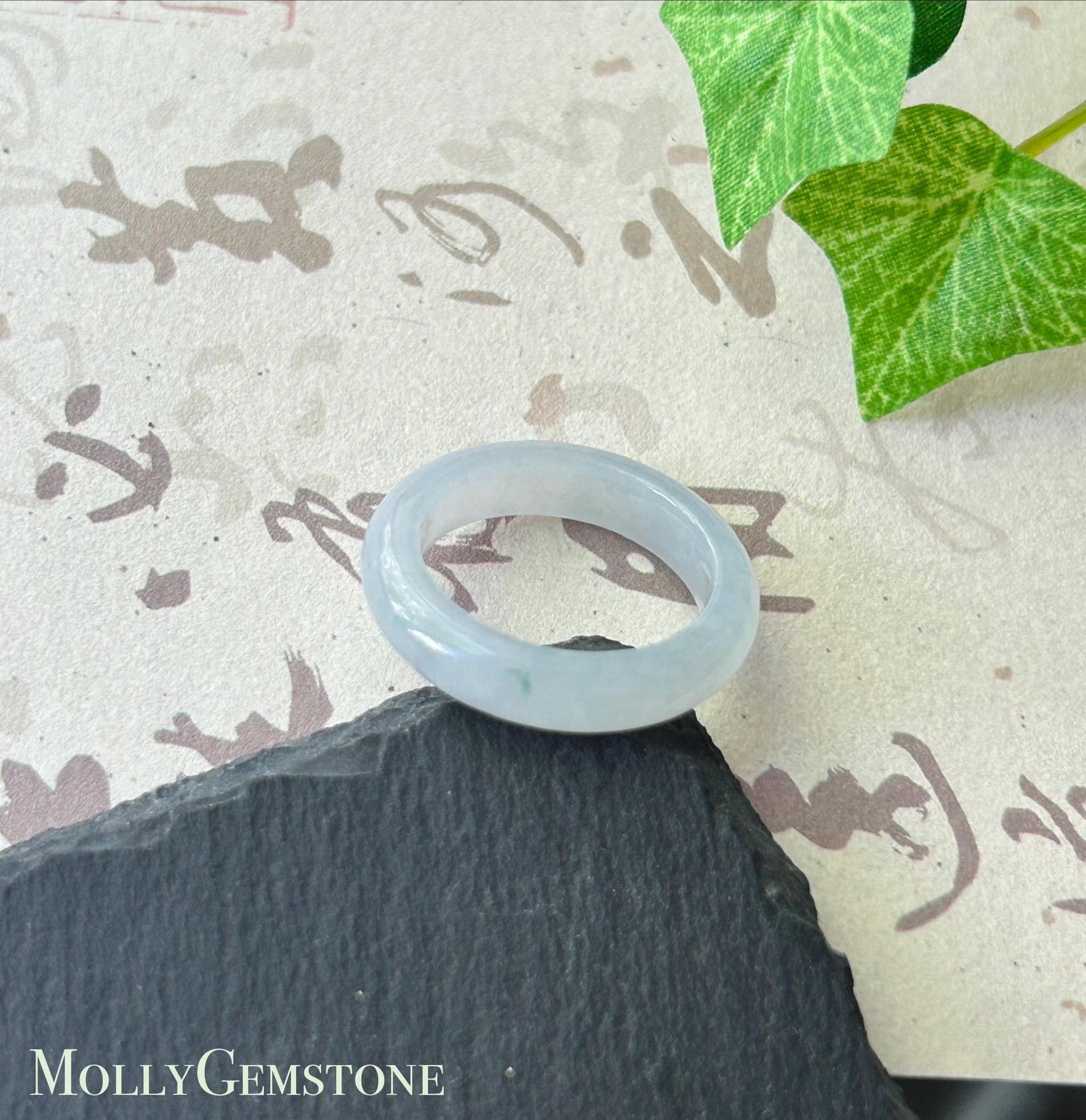 Certified Natural Jadeite Ring Band | Burmese Type A Translucent Icy Light Blue & Lavender | US Size 7.5/5.5 | 17.8mm 16.1mm
