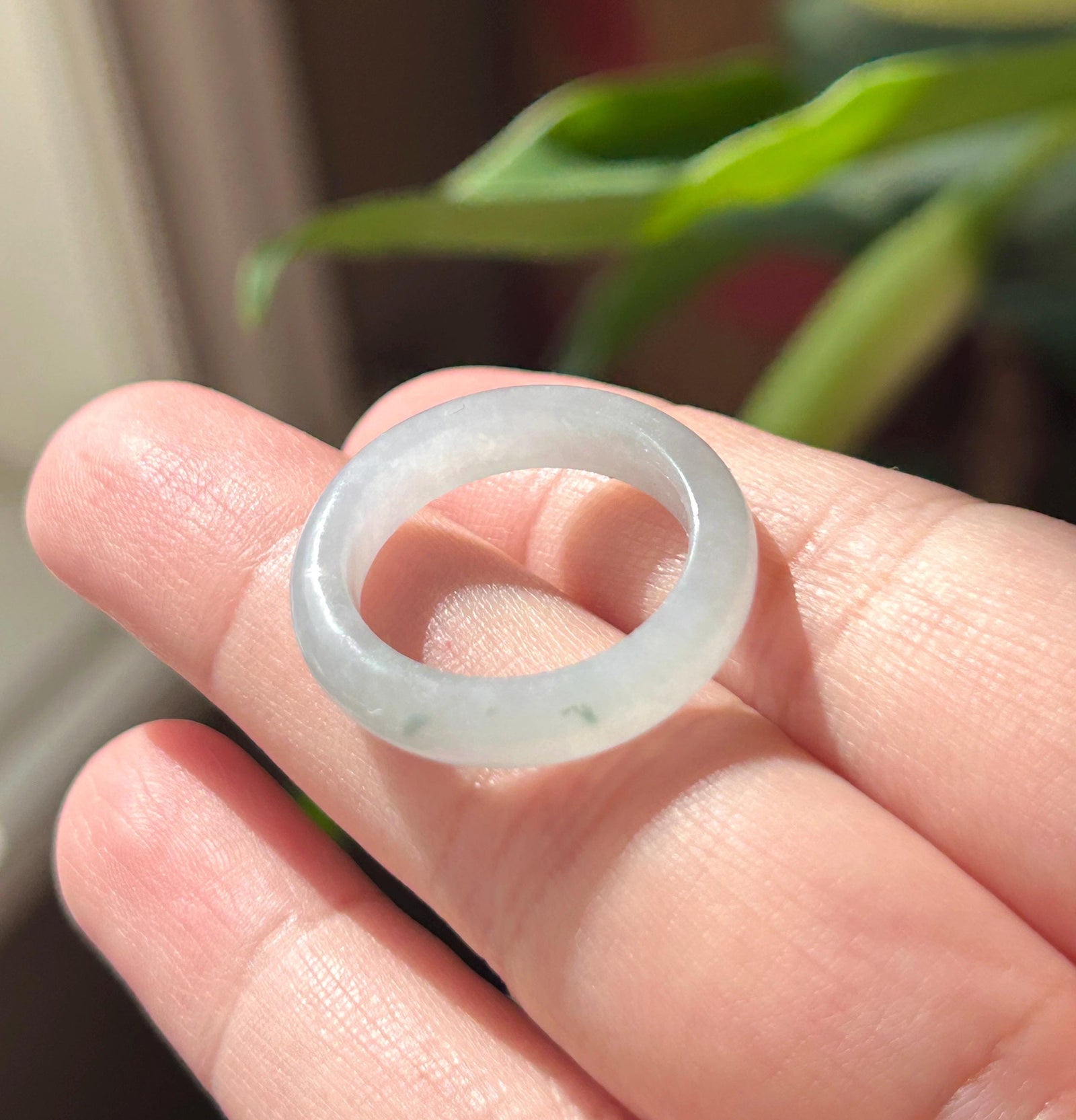 Certified Natural Jadeite Ring Band | Burmese Type A Translucent Icy Light Blue & Lavender | US Size 7.5/5.5 | 17.8mm 16.1mm
