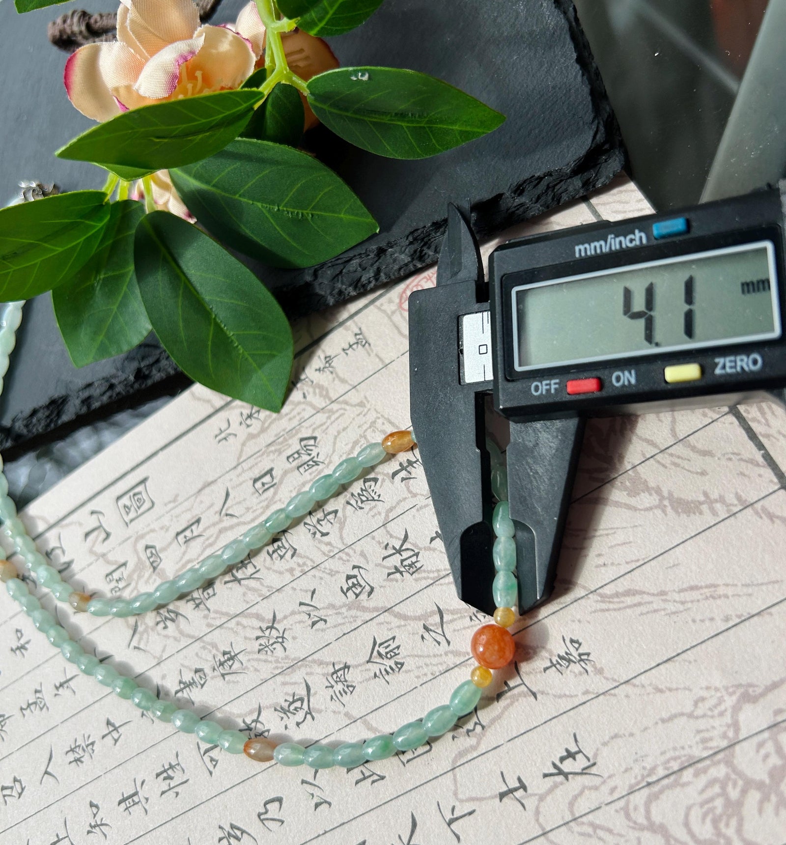 Certified Natural Jadeite Beaded Stacked Bracelet/Necklace Jewelry Burmese Type A Highly Translucent Icy Pale Green Jade Rice Beads 4mm