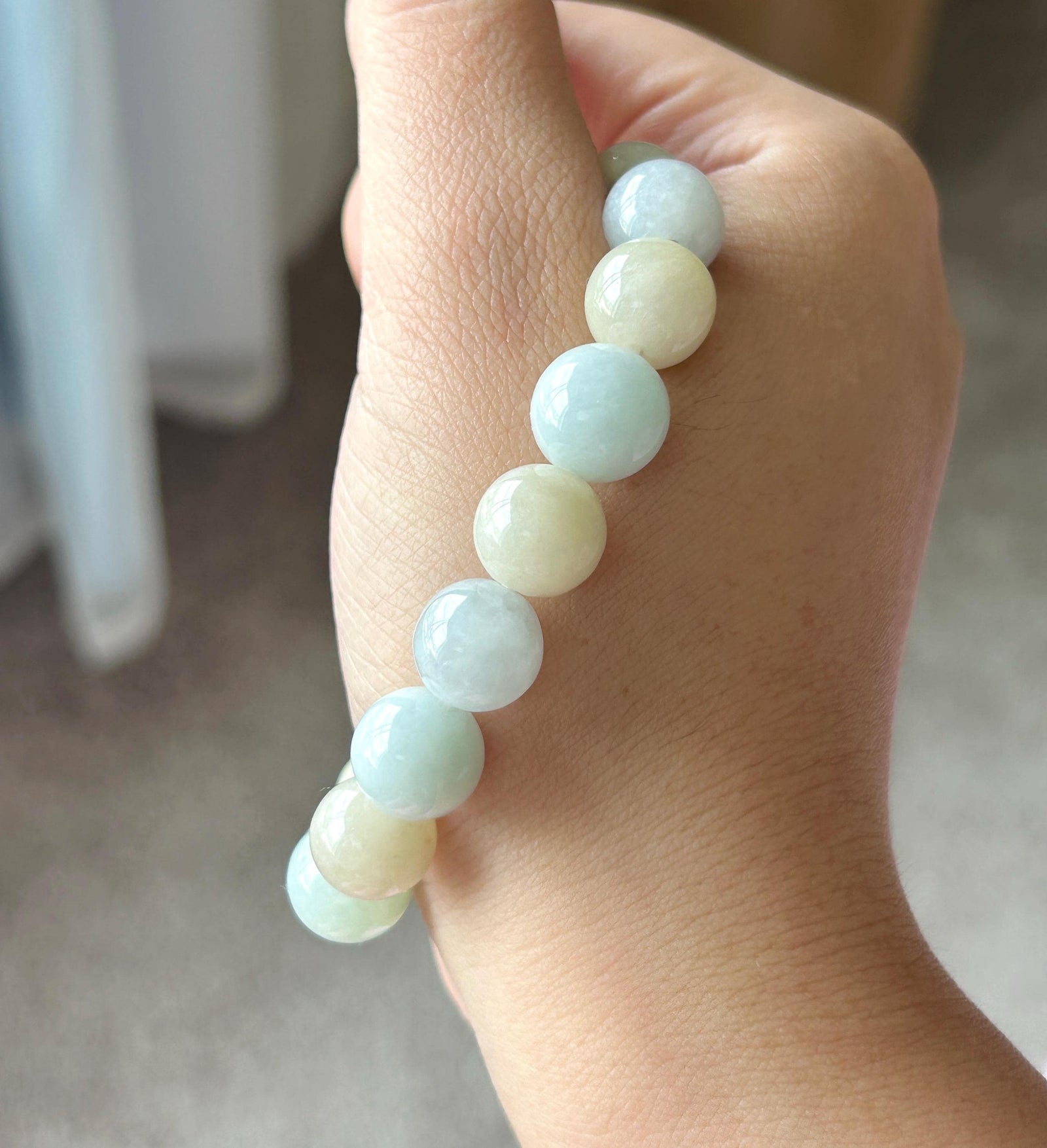 Natural Jadeite Beaded Bracelet, Burmese Type A Untreated Glutinous Pastel Macaron Multicolor Jade, 11.4mm