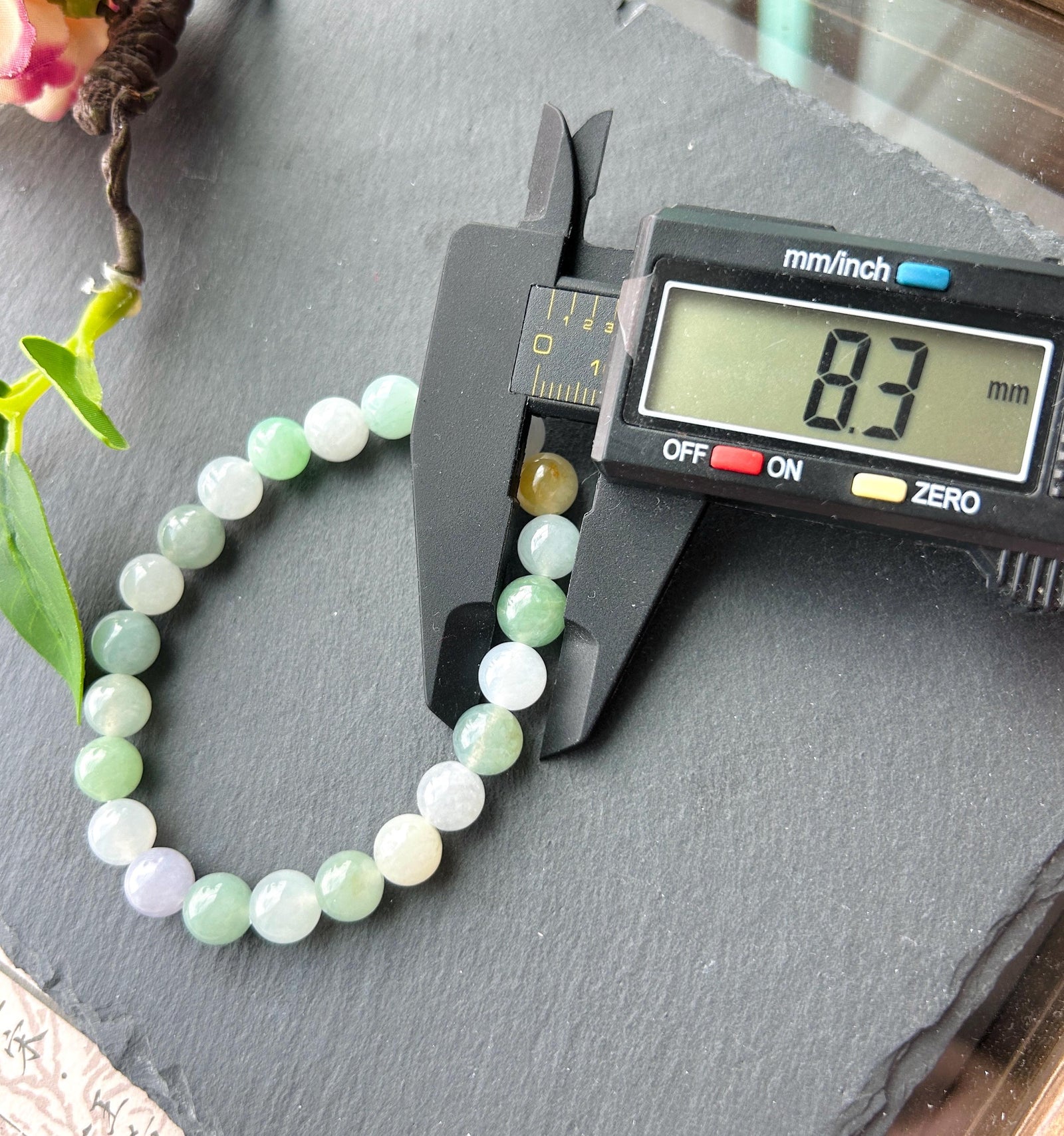 Natural Jadeite Beaded Bracelet, Burmese Type A Untreated Translucent Icy Glutinous Macaron Multicolor Jade, 8mm+