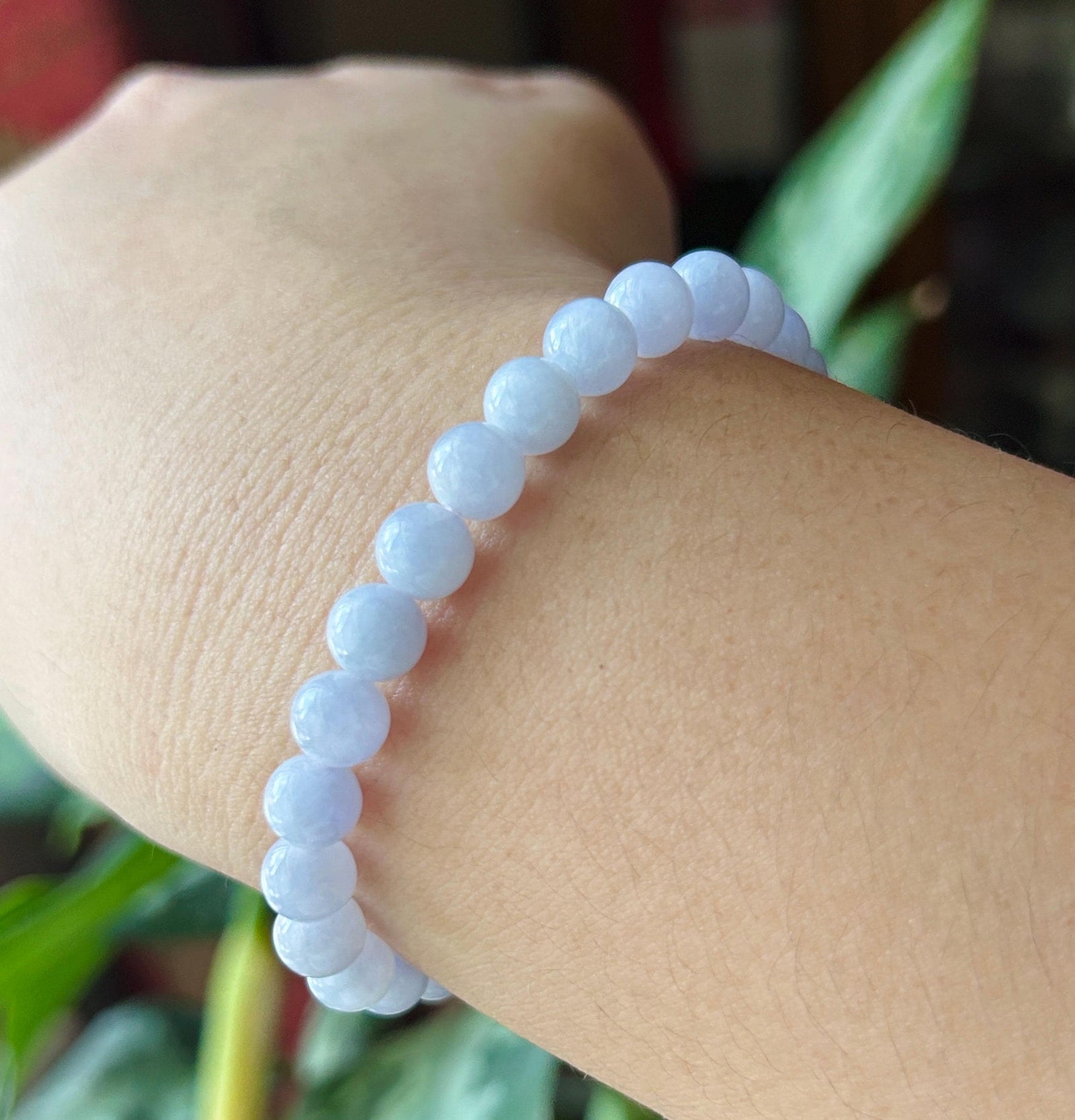 Natural Jadeite Beaded Bracelet Burmese Type A Fine Glutinous Icy Pinkish Lavender Jade 7mm Minimalist Jewelry Icy Leaf Charm