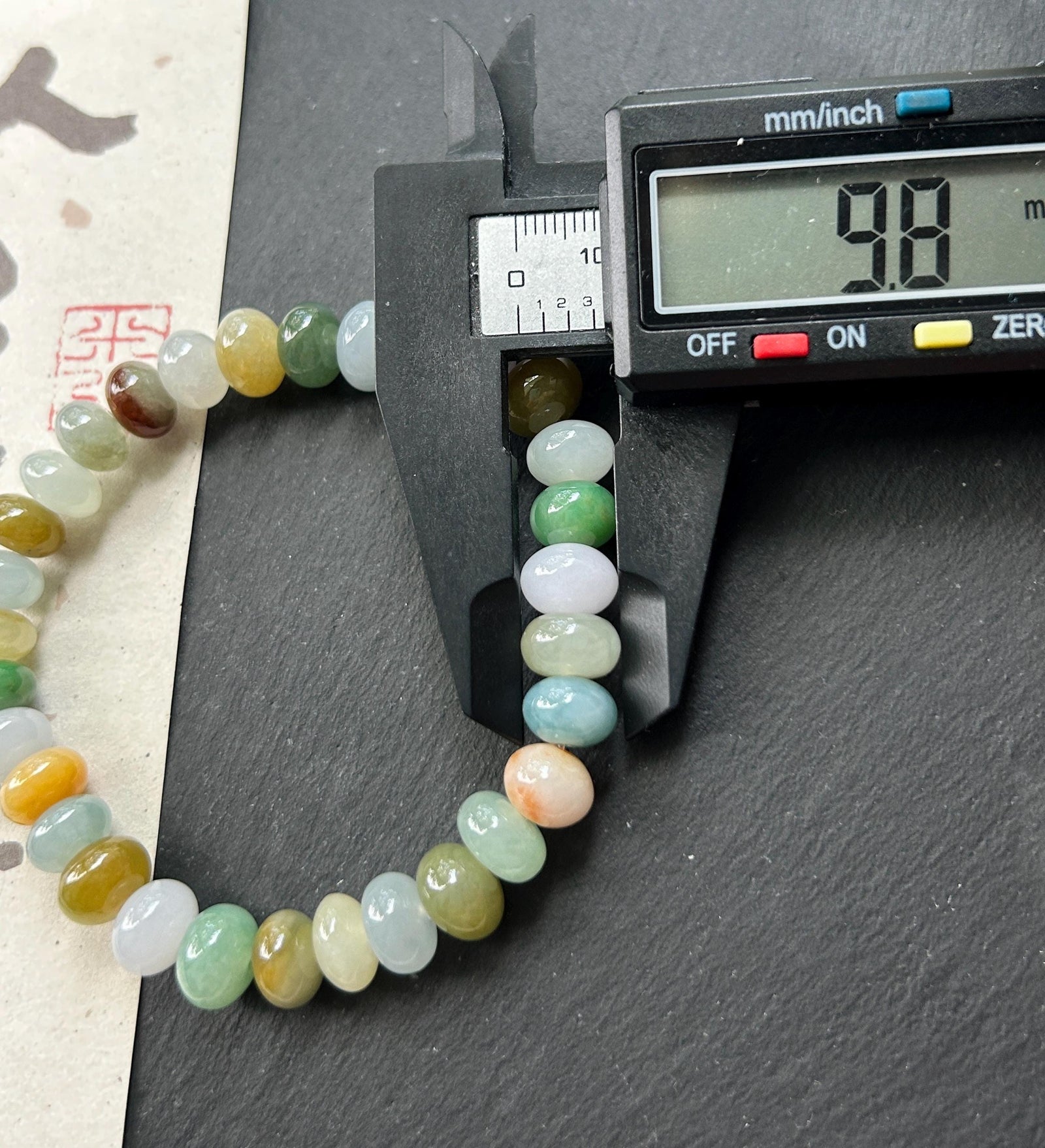 Natural Jadeite Beaded Bracelet Burmese Type A Translucent Icy Multicolor Floral Jade 9.5mm | Autumn Color Jewelry