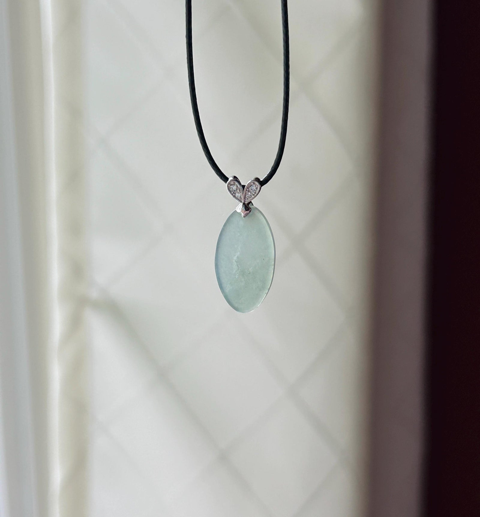 Natural Jadeite Peace Plaque Pendant| Sterling Silver Bail| Burmese Type A Translucent Icy Pale Green or Icy White Jade