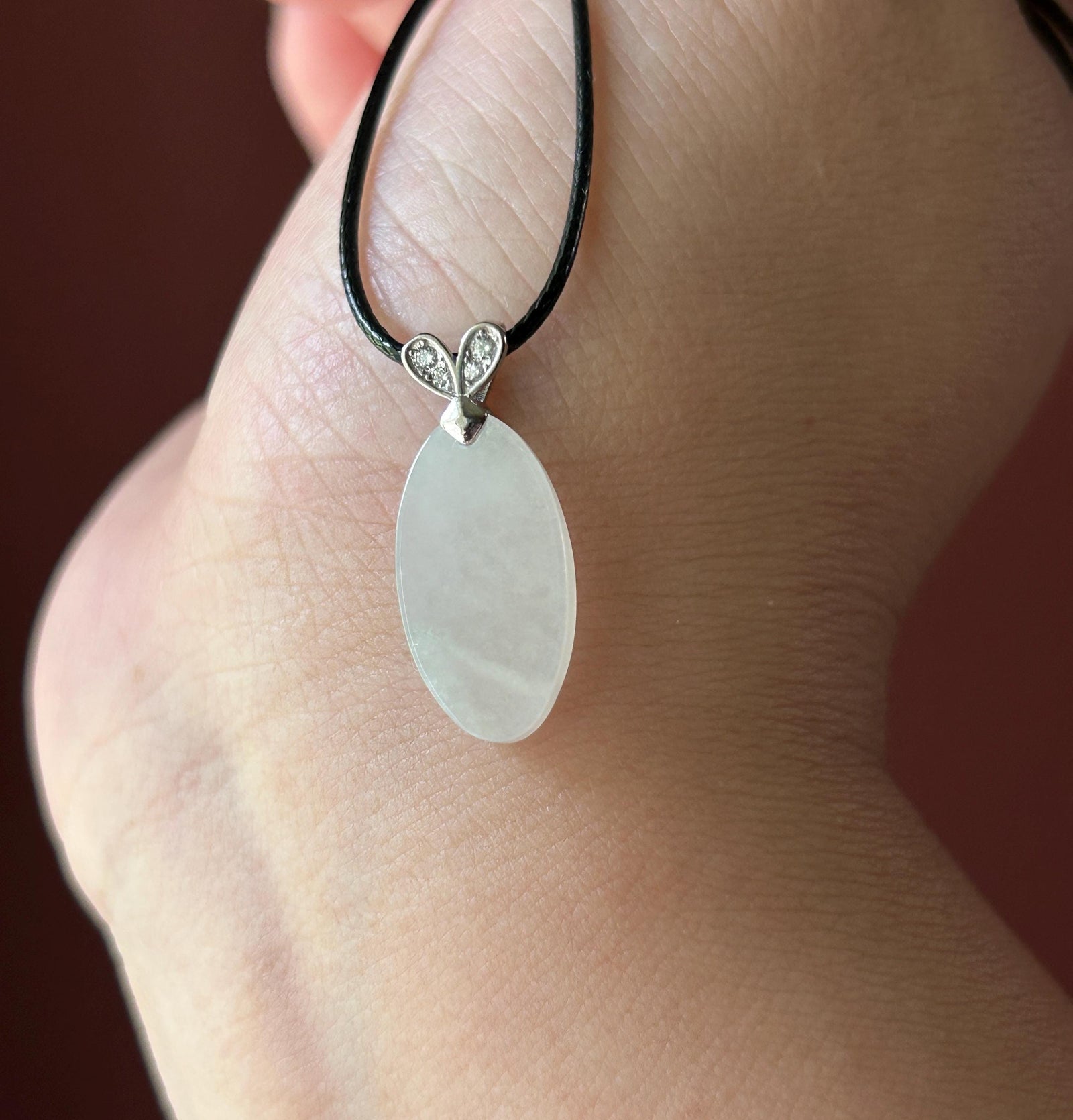 Natural Jadeite Peace Plaque Pendant| Sterling Silver Bail| Burmese Type A Translucent Icy Pale Green or Icy White Jade